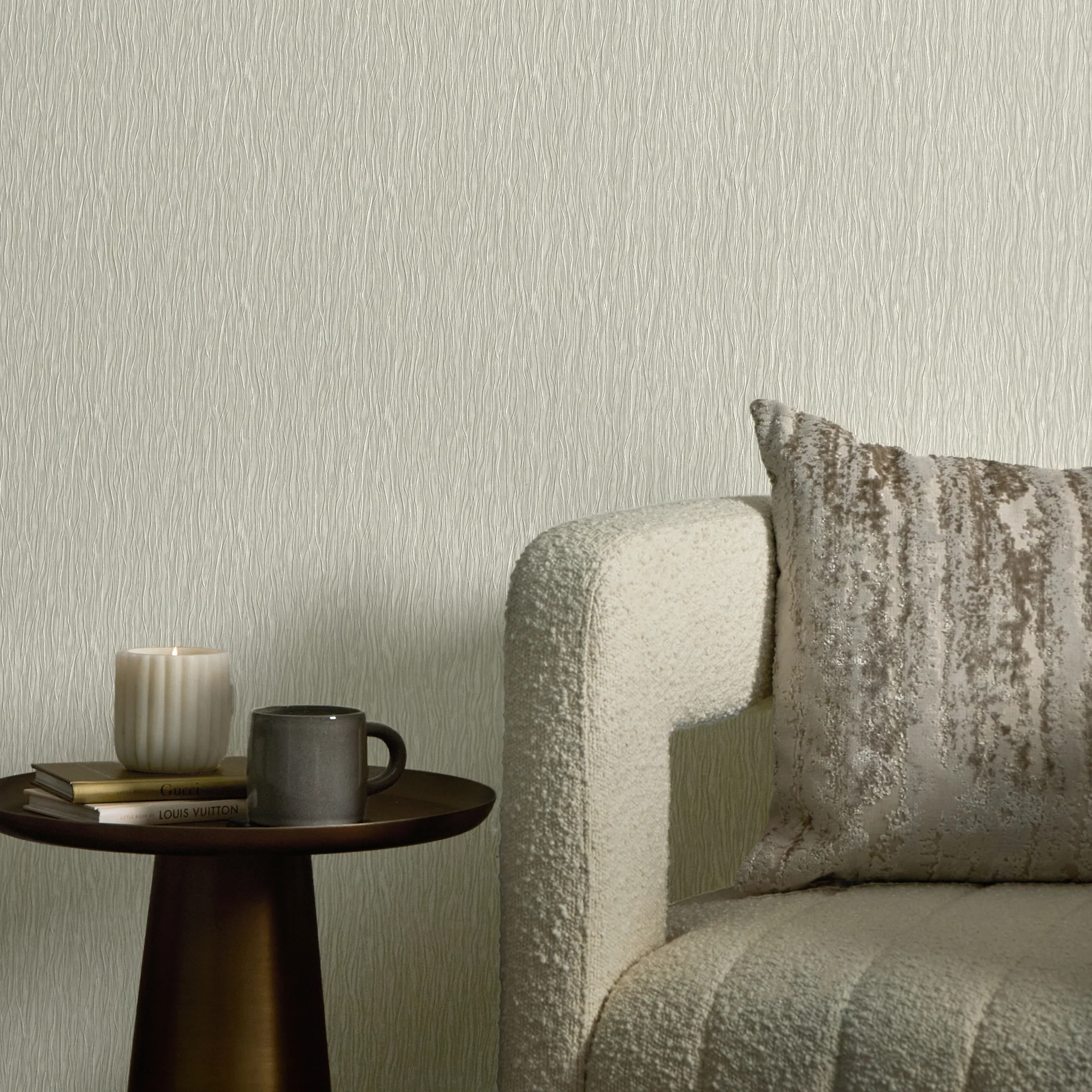 Crushed Silk Wallpaper in Off White - Image 3