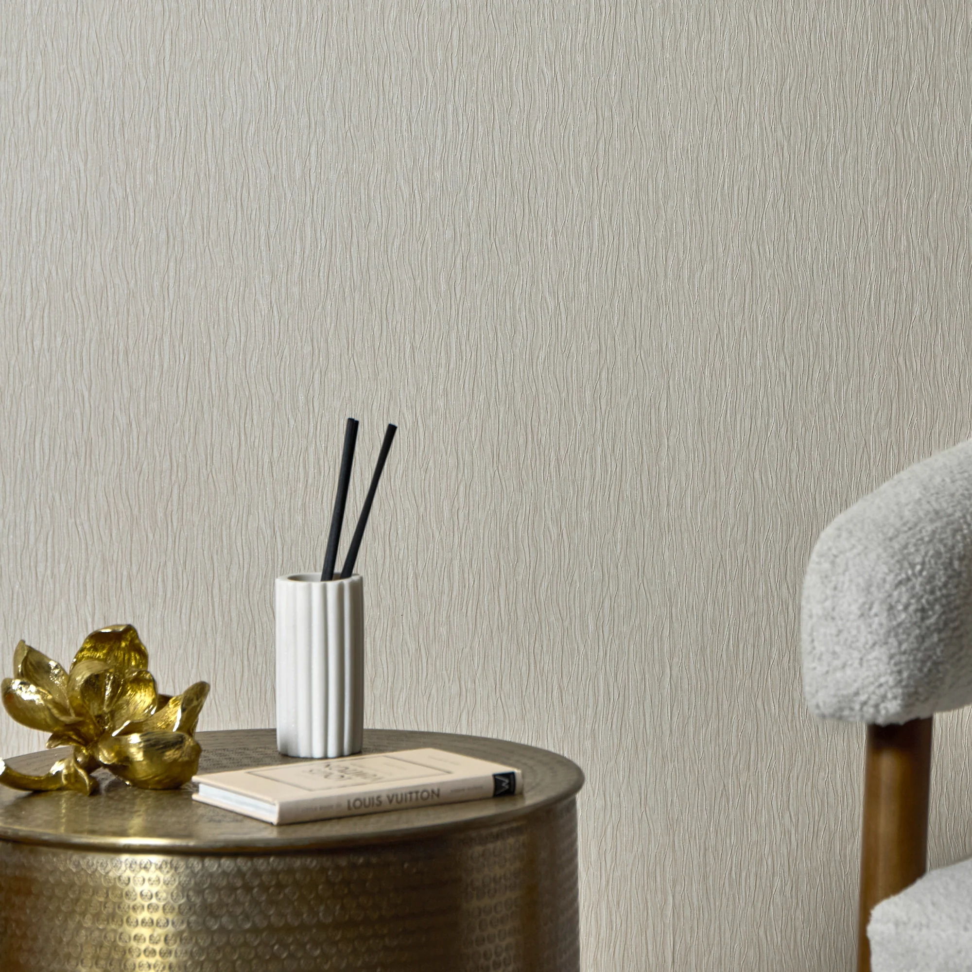Crushed Silk Wallpaper in Stone - Image 2