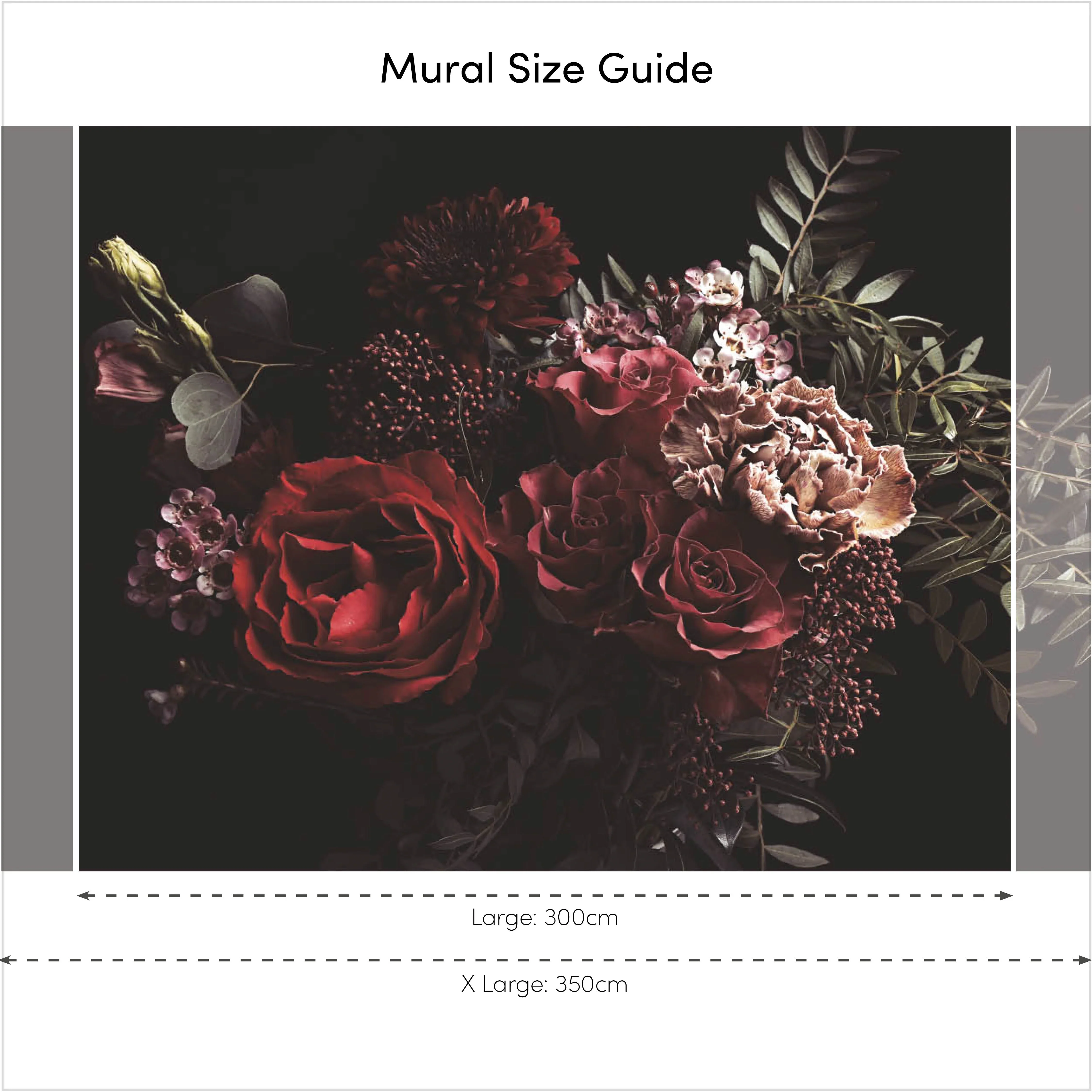 Dark Floral Bouquet Full Wall Mural in Pink and Red - Image 3