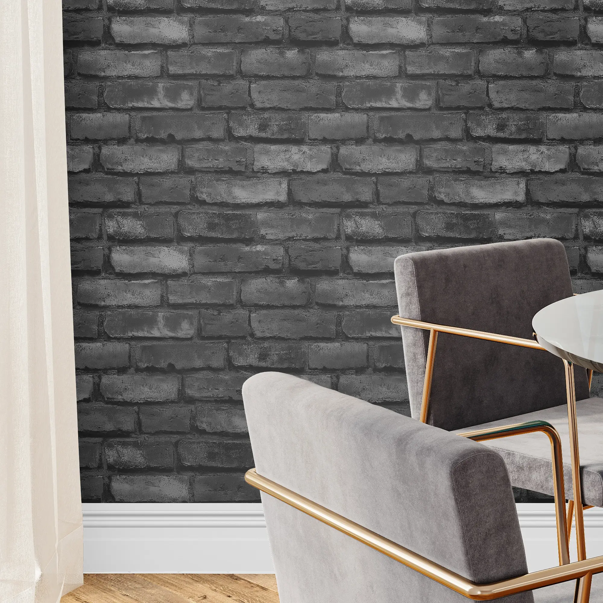 Deansgate Brick Wallpaper in Dark Grey - Image 3
