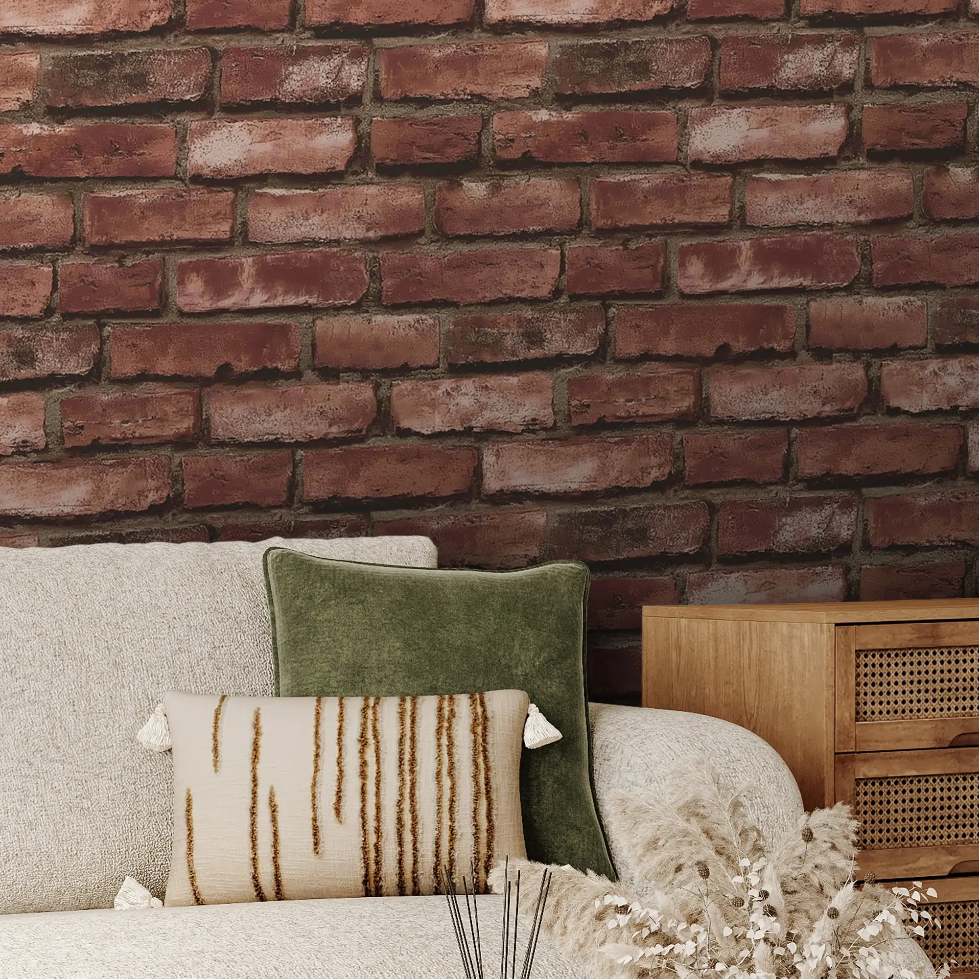Deansgate Brick Wallpaper in Red - Image 3