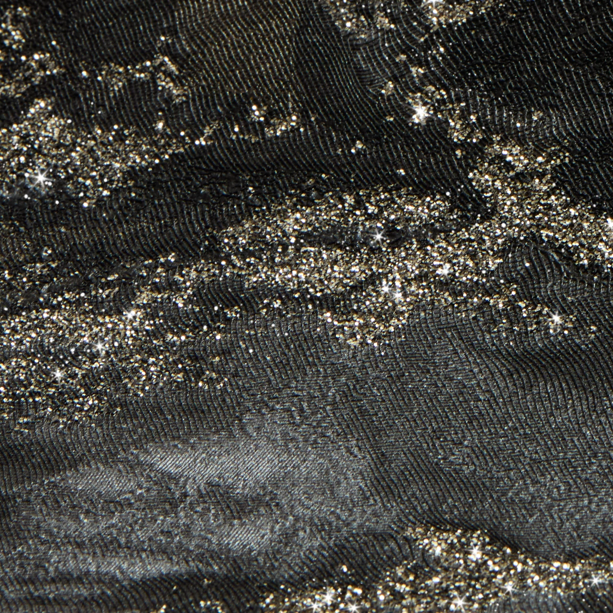 Decadence Wallpaper in Charcoal and Black with Gold Glitter - Image 5