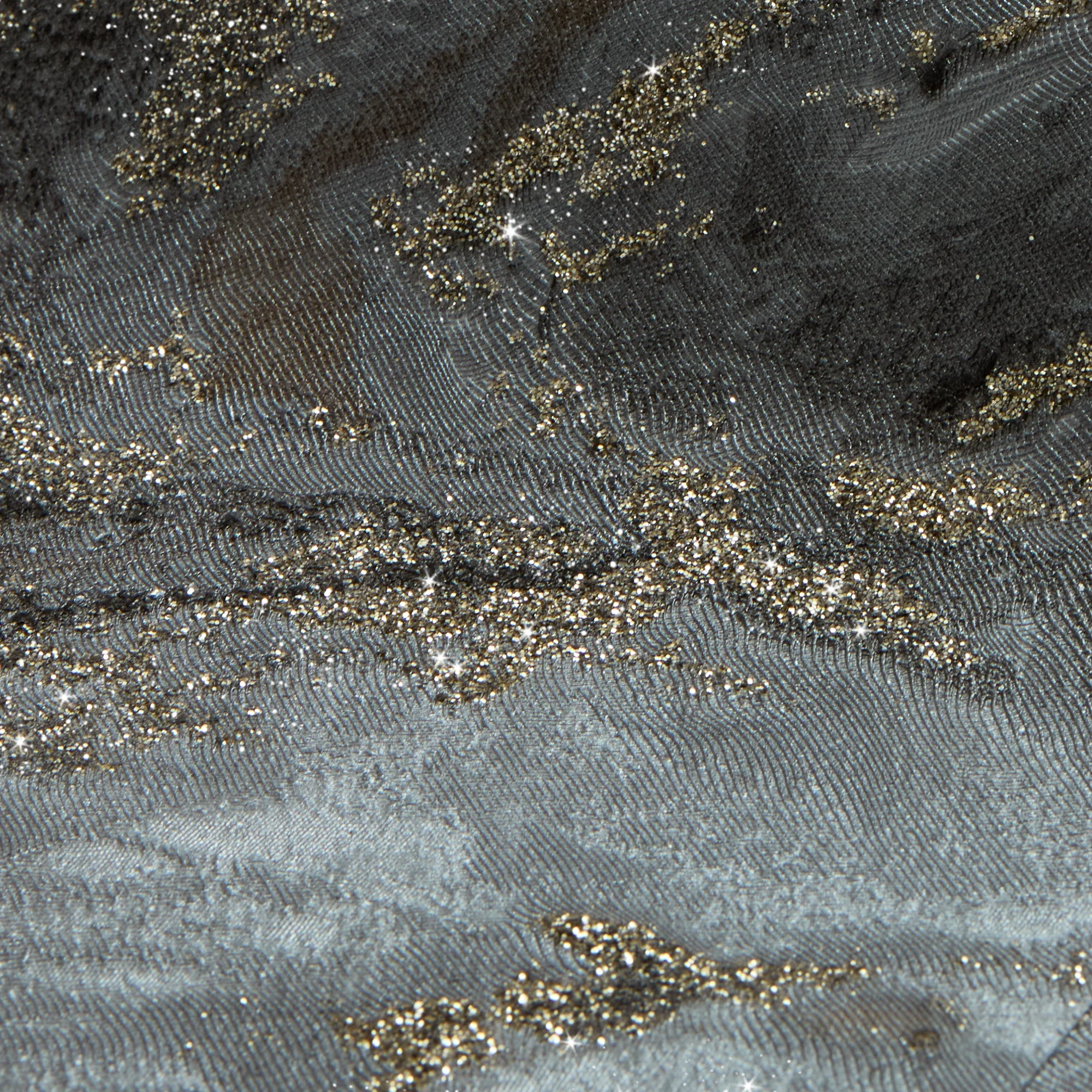 Decadence Wallpaper in Grey and Charcoal with Gold Glitter - Image 5