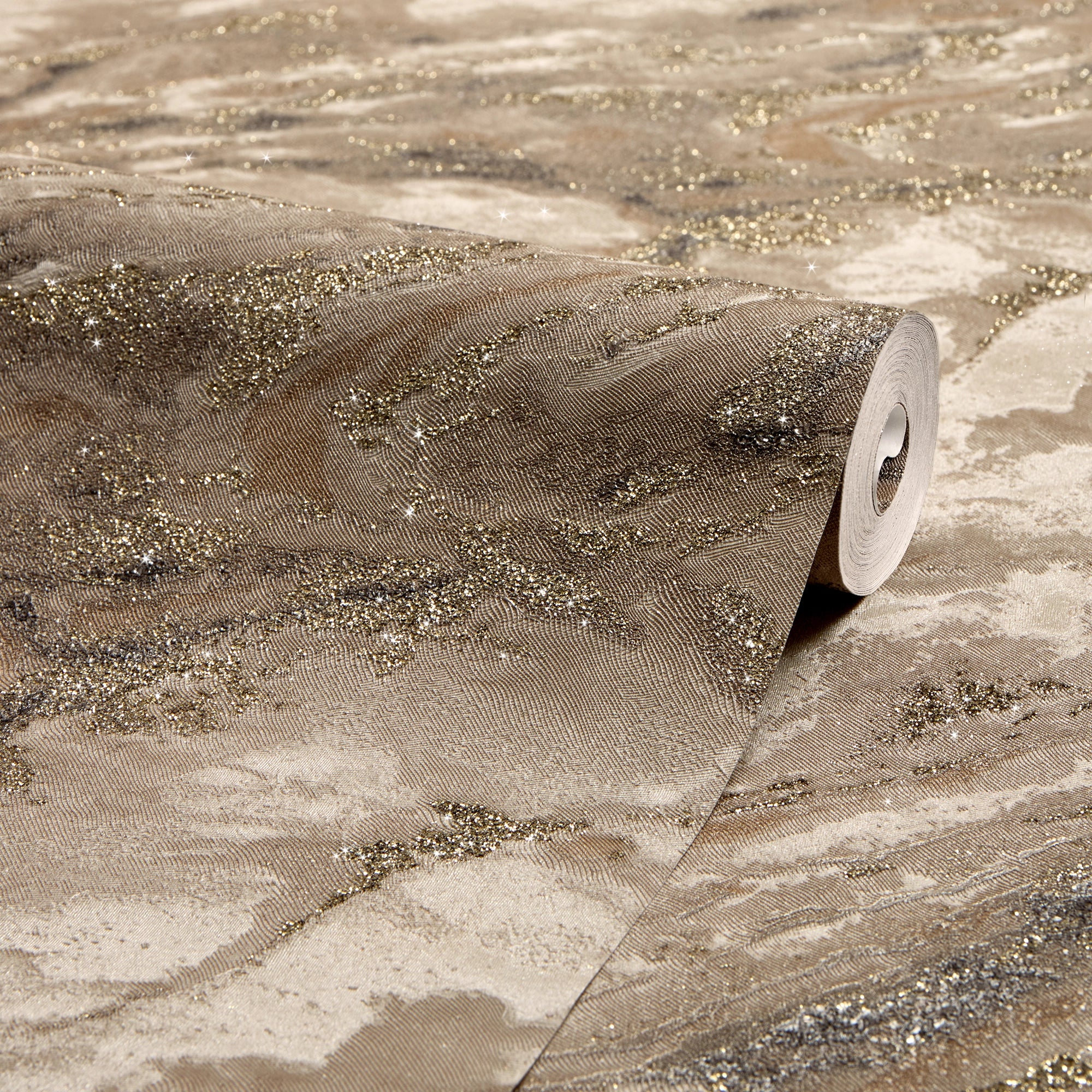 Decadence Wallpaper in Latte with Gold Glitter - Image 4