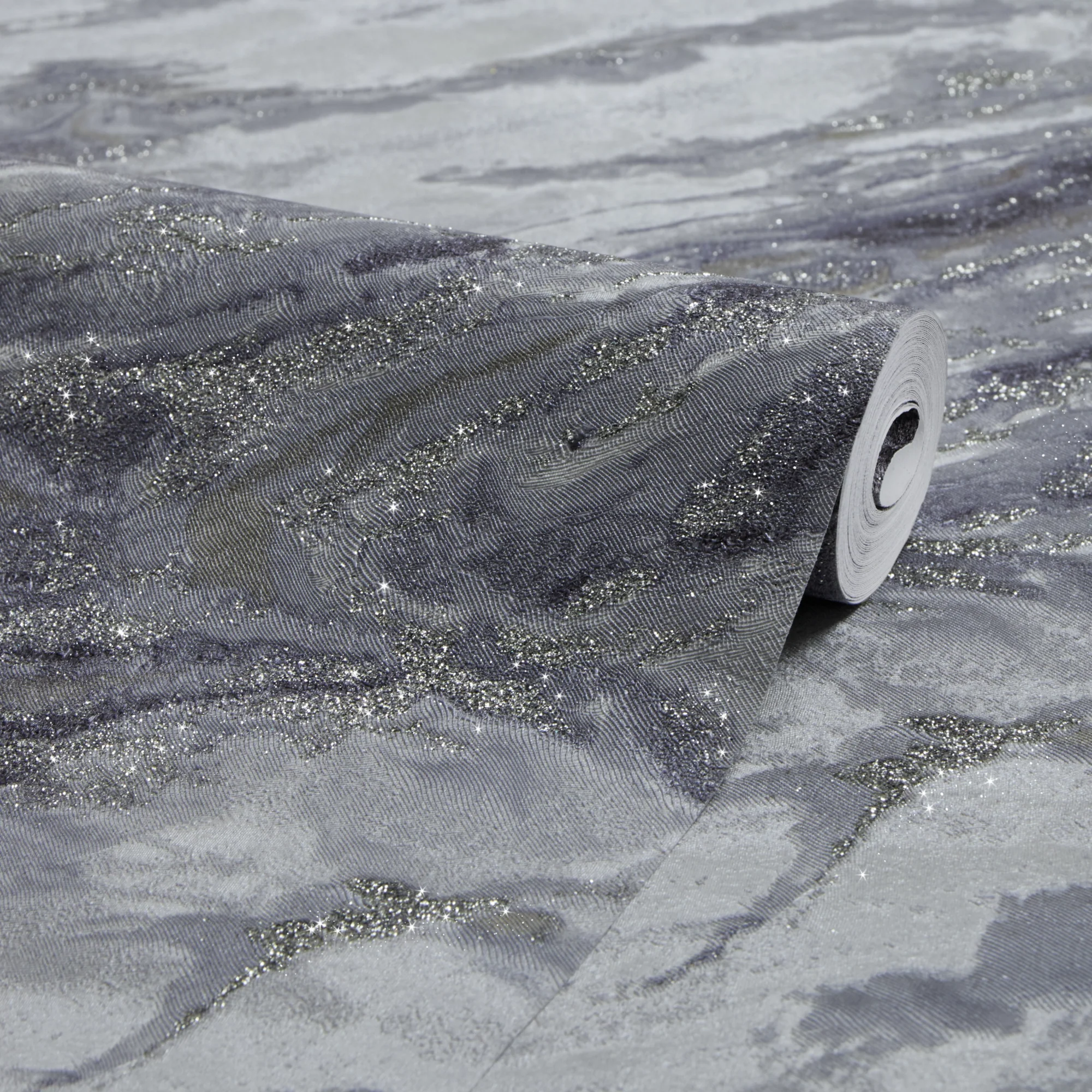 Decadence Wallpaper in Light Grey and Blue Grey with Silver Glitter - Image 4