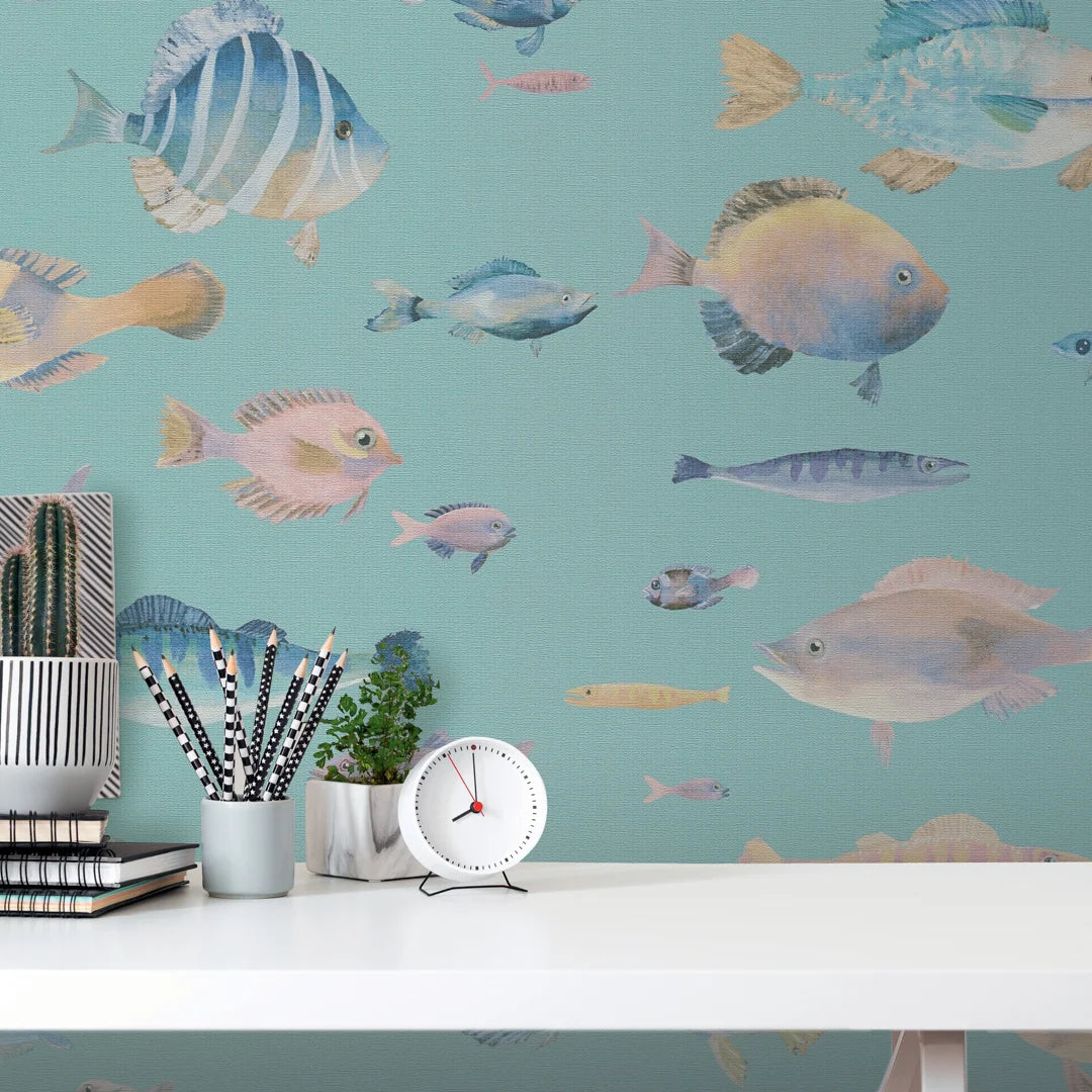 Deep Blue Sea Wallpaper in Teal - Image 2