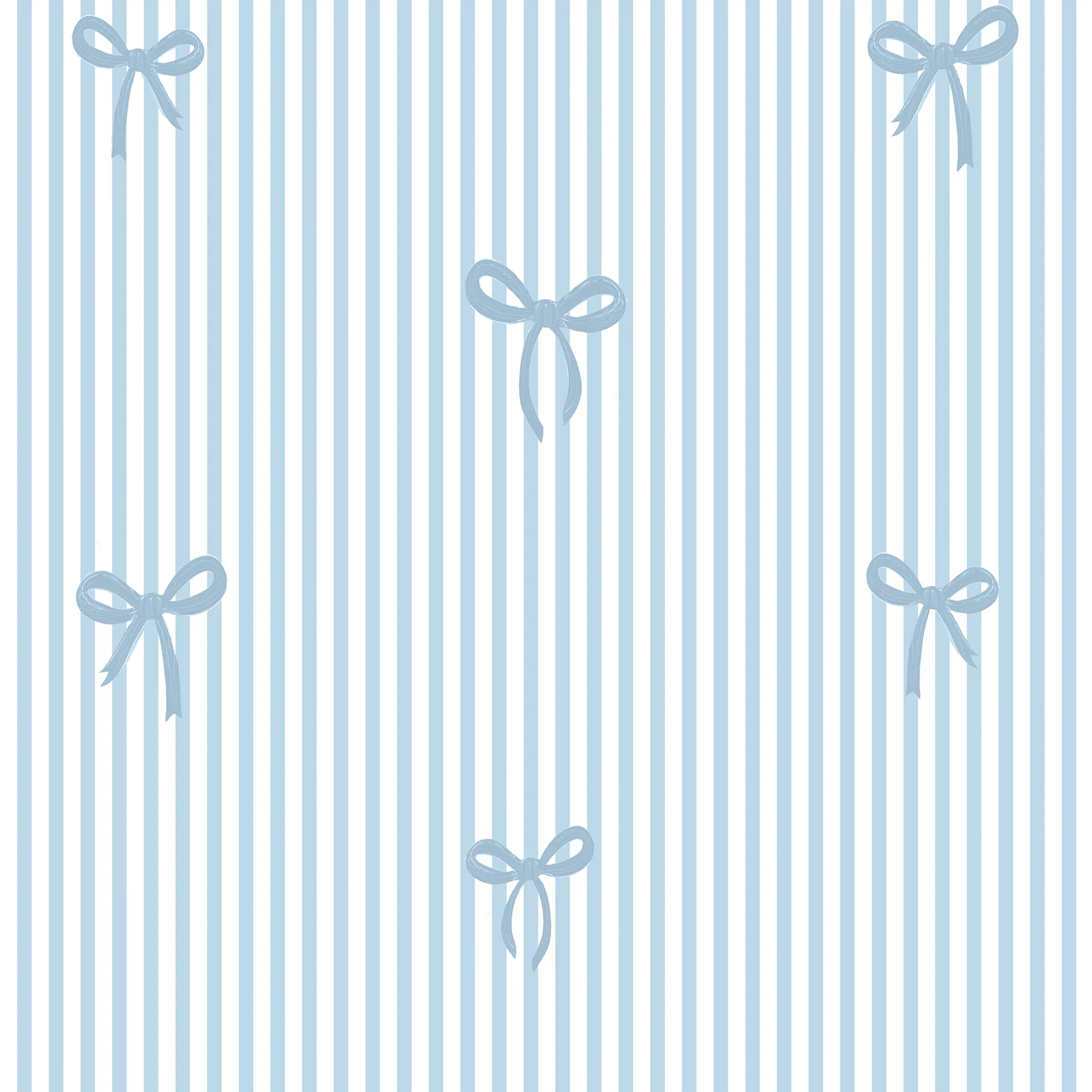 Delicate Bows on Pinstripe Wallpaper in Blue