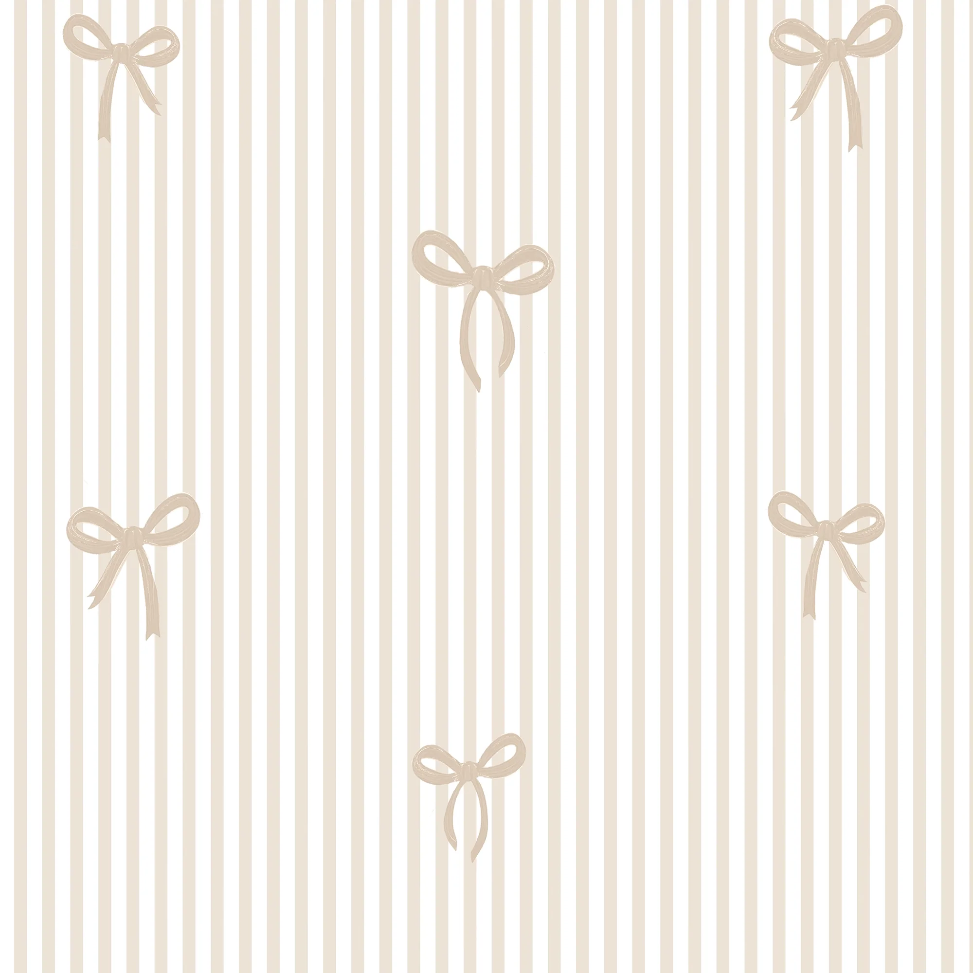Delicate Bows on Pinstripe Wallpaper in Natural