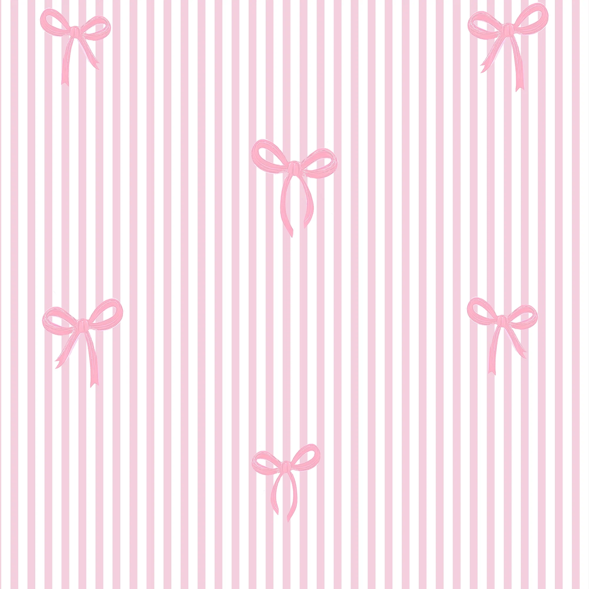 Delicate Bows on Pinstripe Wallpaper in Pink