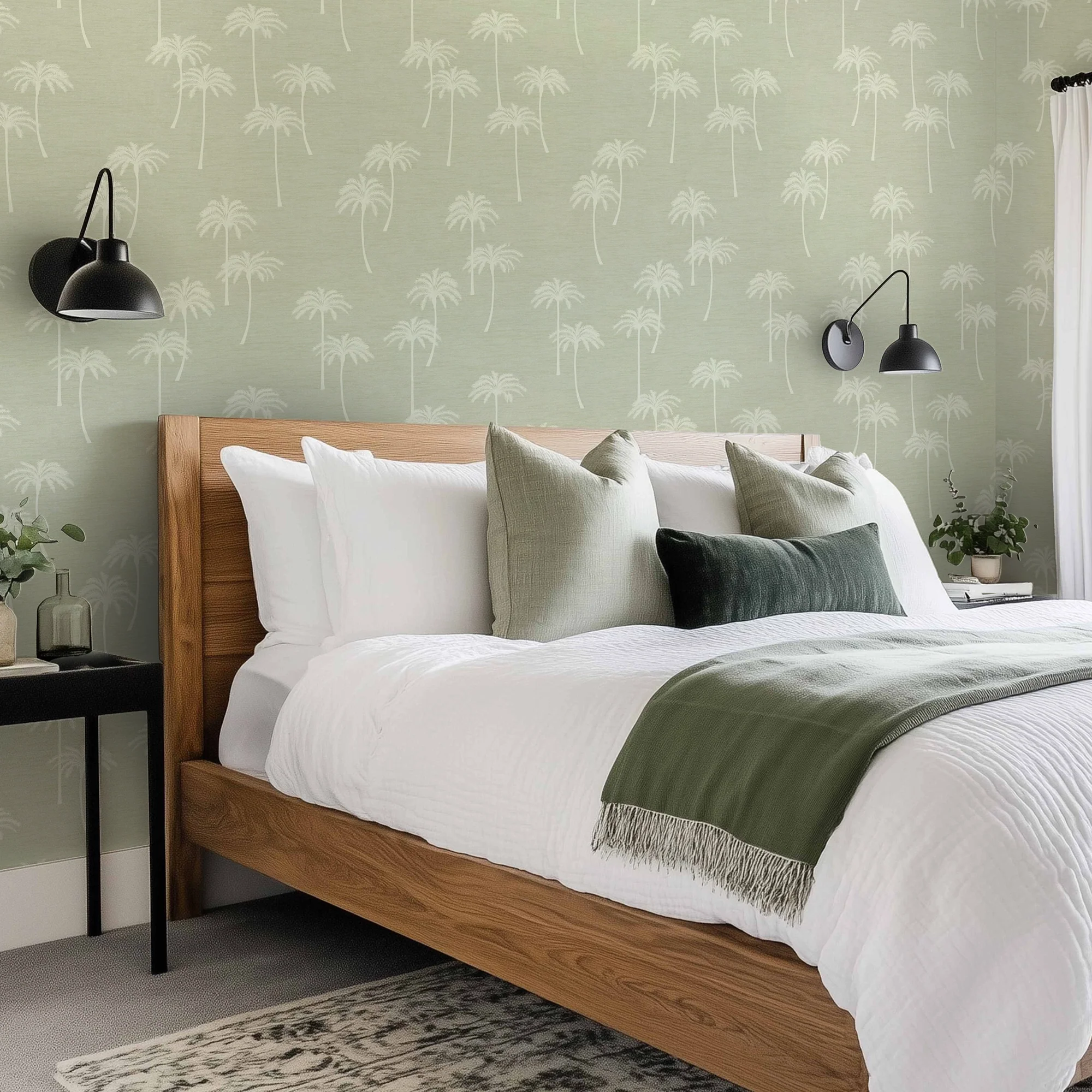 Delicate Palm Wallpaper in Sage - Image 2