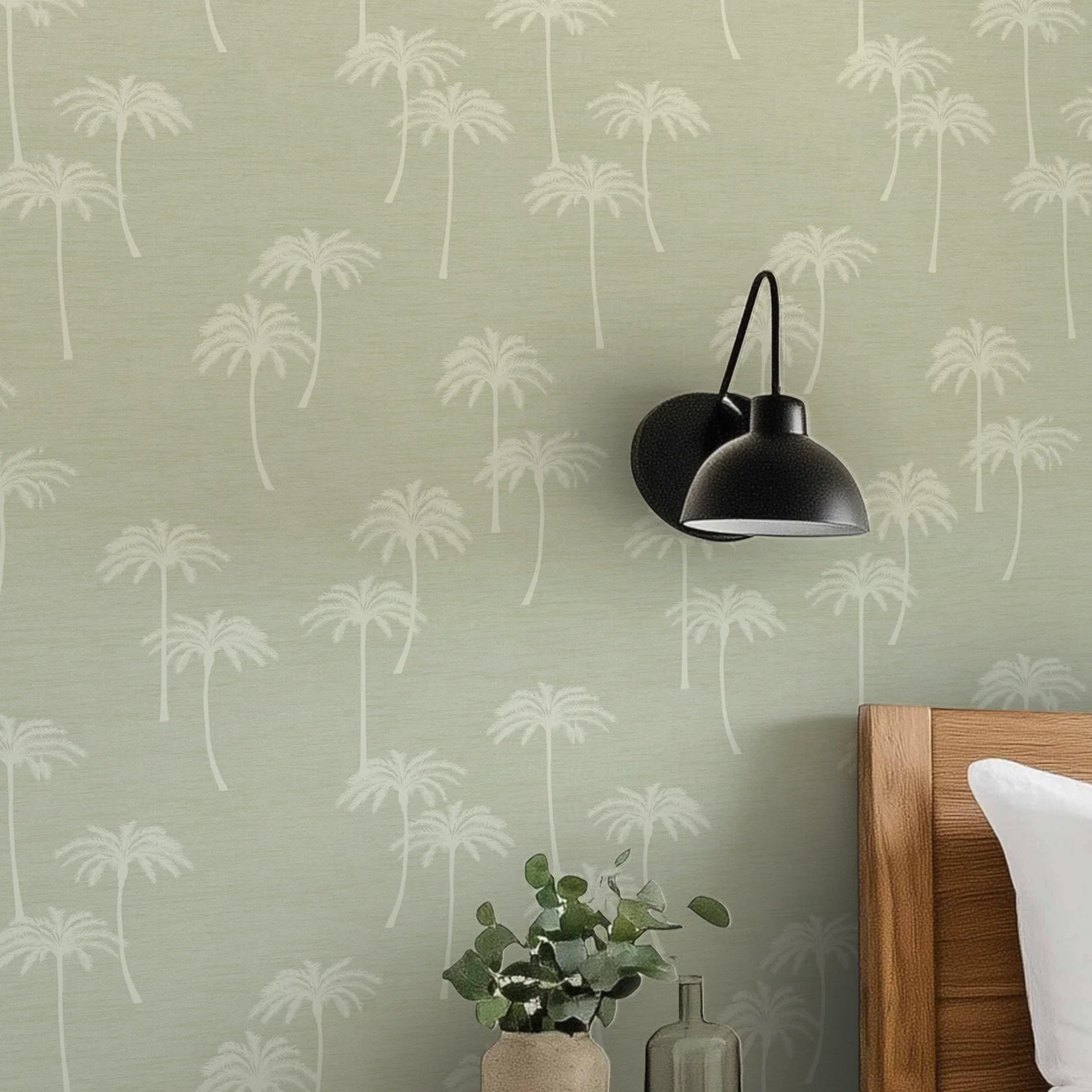 Delicate Palm Wallpaper in Sage - Image 3
