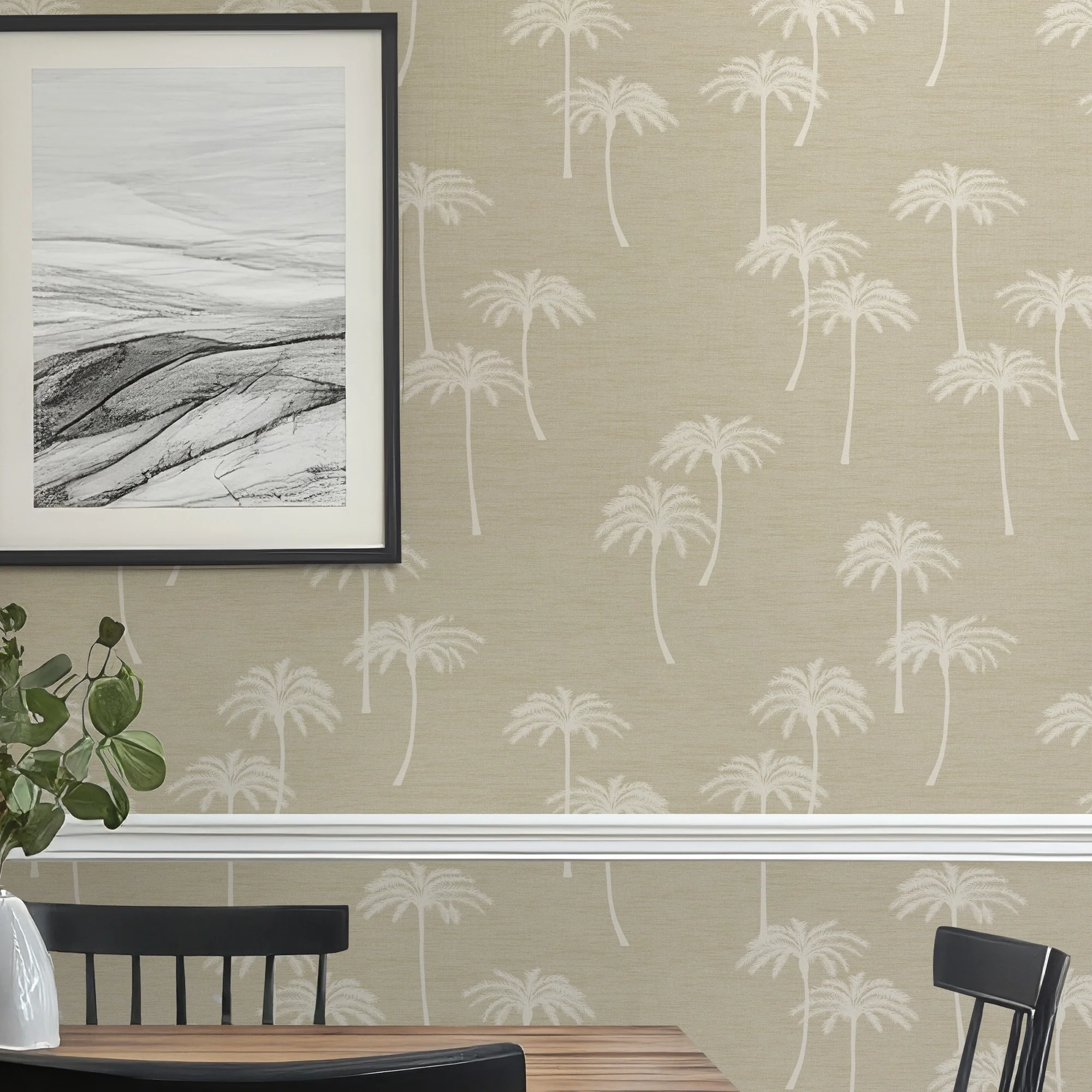 Delicate Palm Wallpaper in Taupe - Image 3