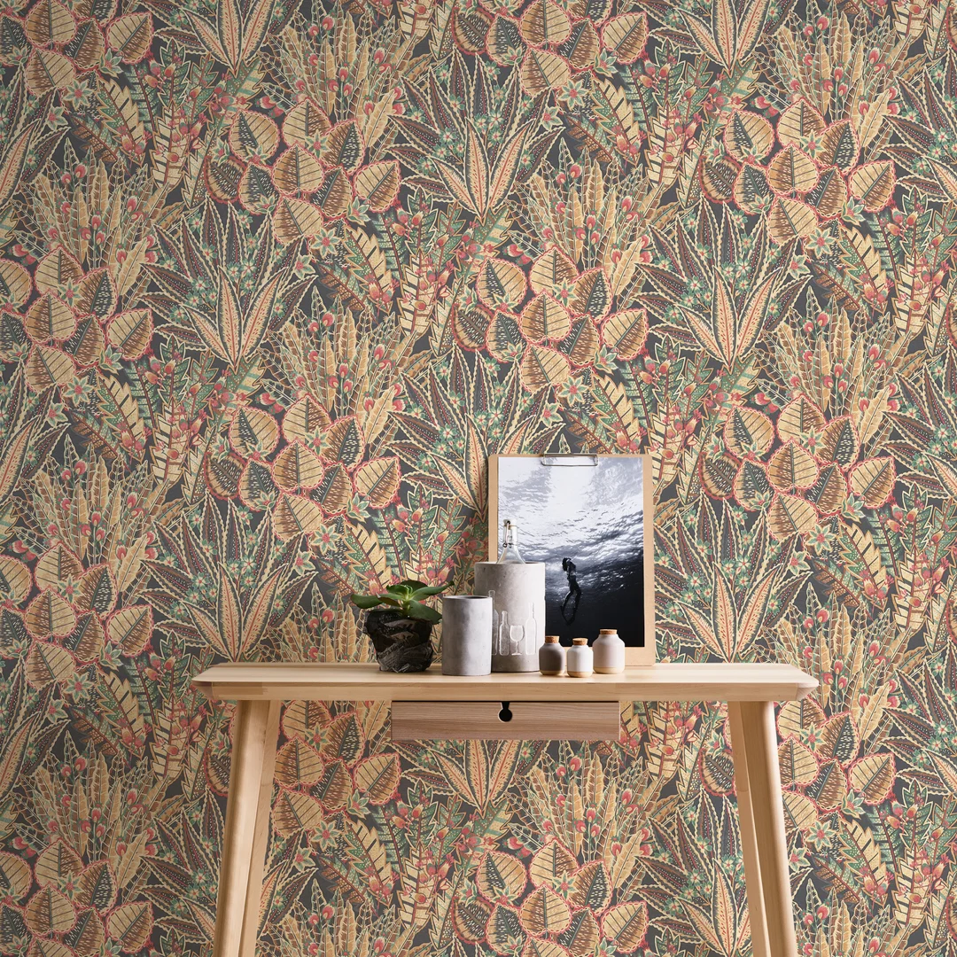 Desert Flora Wallpaper in Terracotta and Teal - Image 2