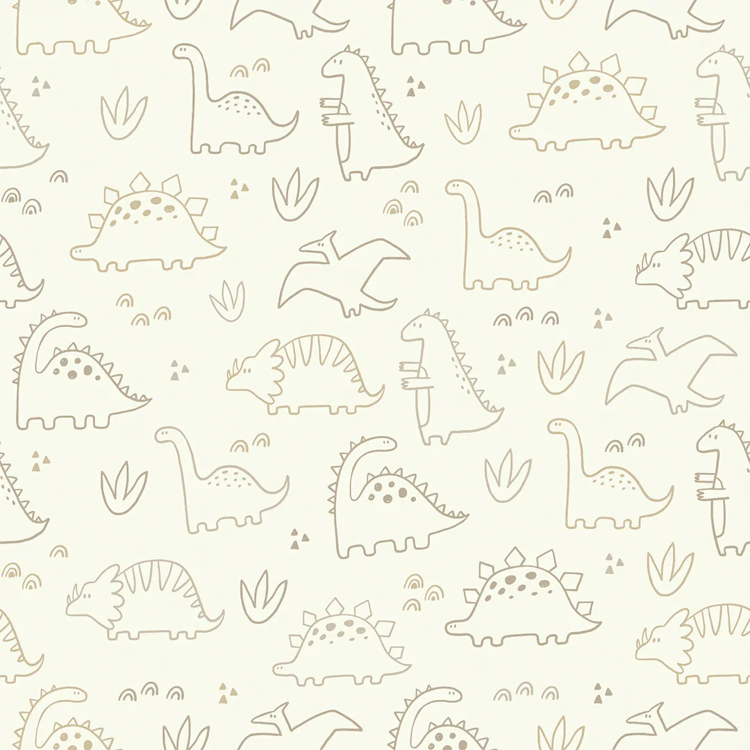 Dinky Dinos Wallpaper in Coffee and Cream