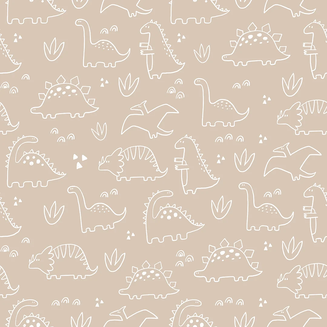 Dinky Dinos Wallpaper in Neutral