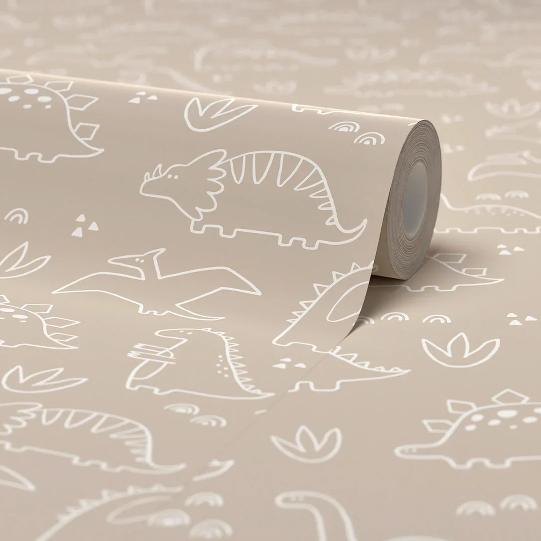 Dinky Dinos Wallpaper in Neutral - Image 4