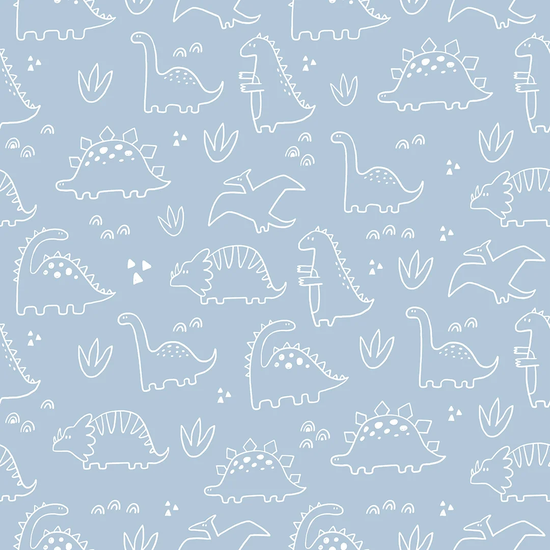 Dinky Dinos Wallpaper in Pale Blue