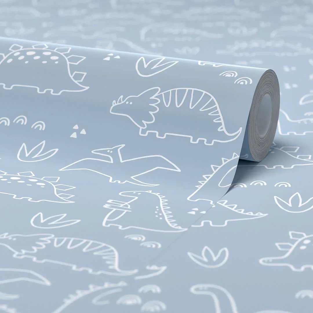 Dinky Dinos Wallpaper in Pale Blue - Image 4