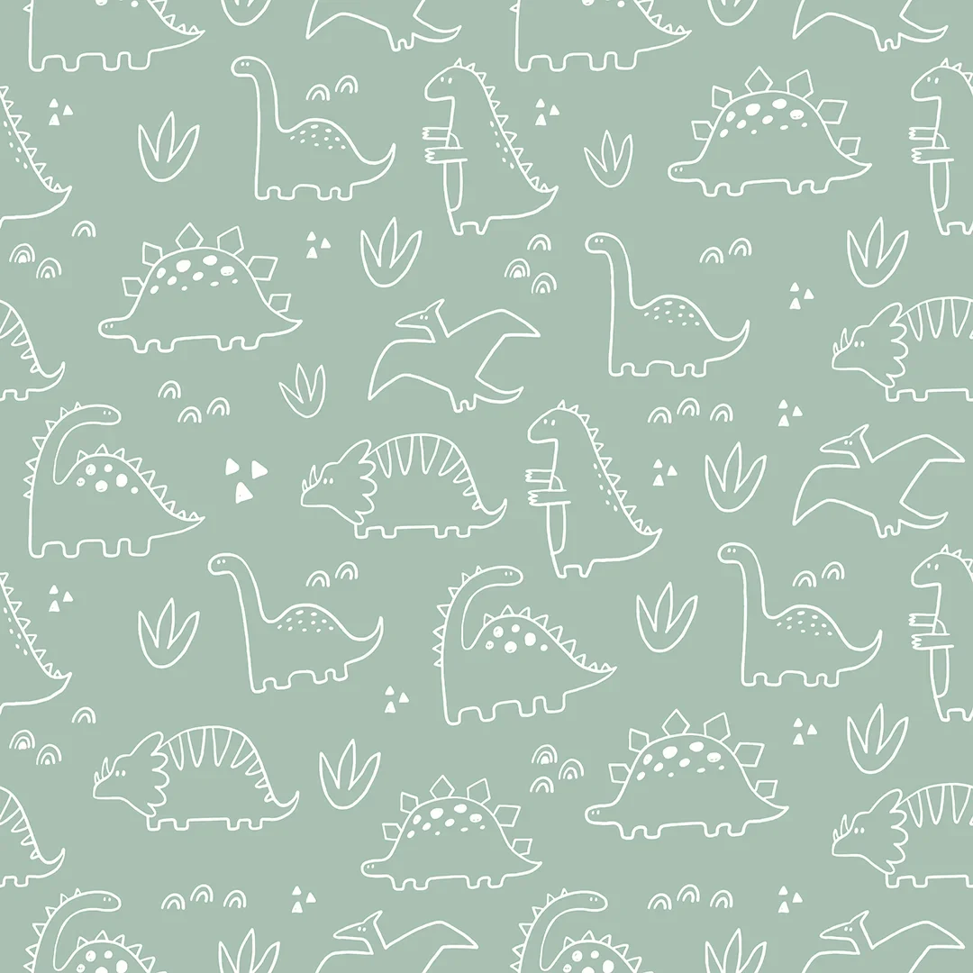 Dinky Dinos Wallpaper in Sage Green