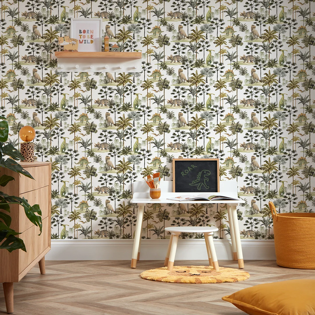 Dino Adventures Wallpaper in Earthy Tones - Image 2