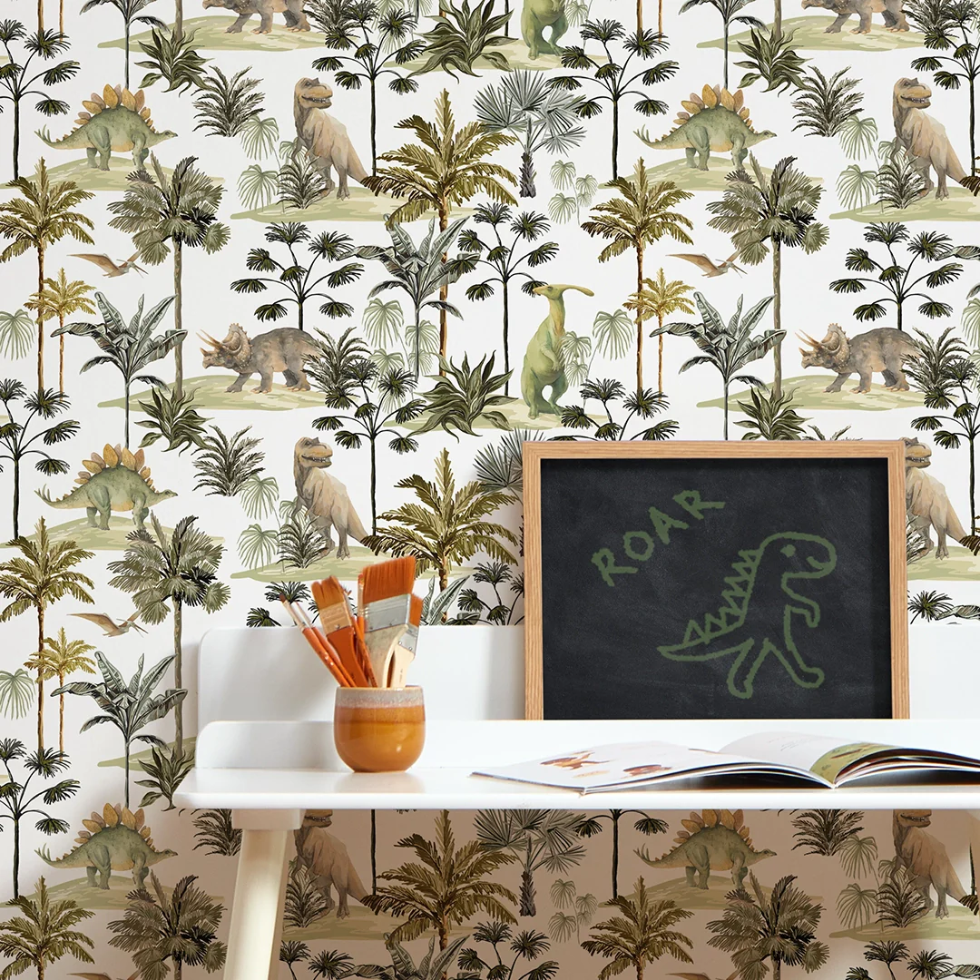 Dino Adventures Wallpaper in Earthy Tones - Image 4