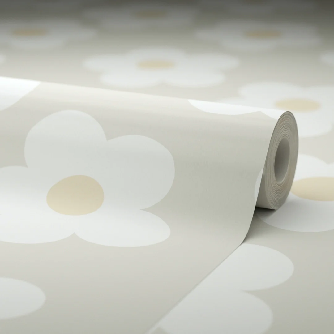 Ditsy Daisy Wallpaper in Stone - Image 4