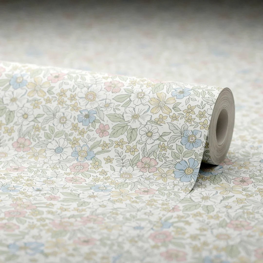 Ditsy Gardenia Wallpaper in Soft Pastels - Image 4