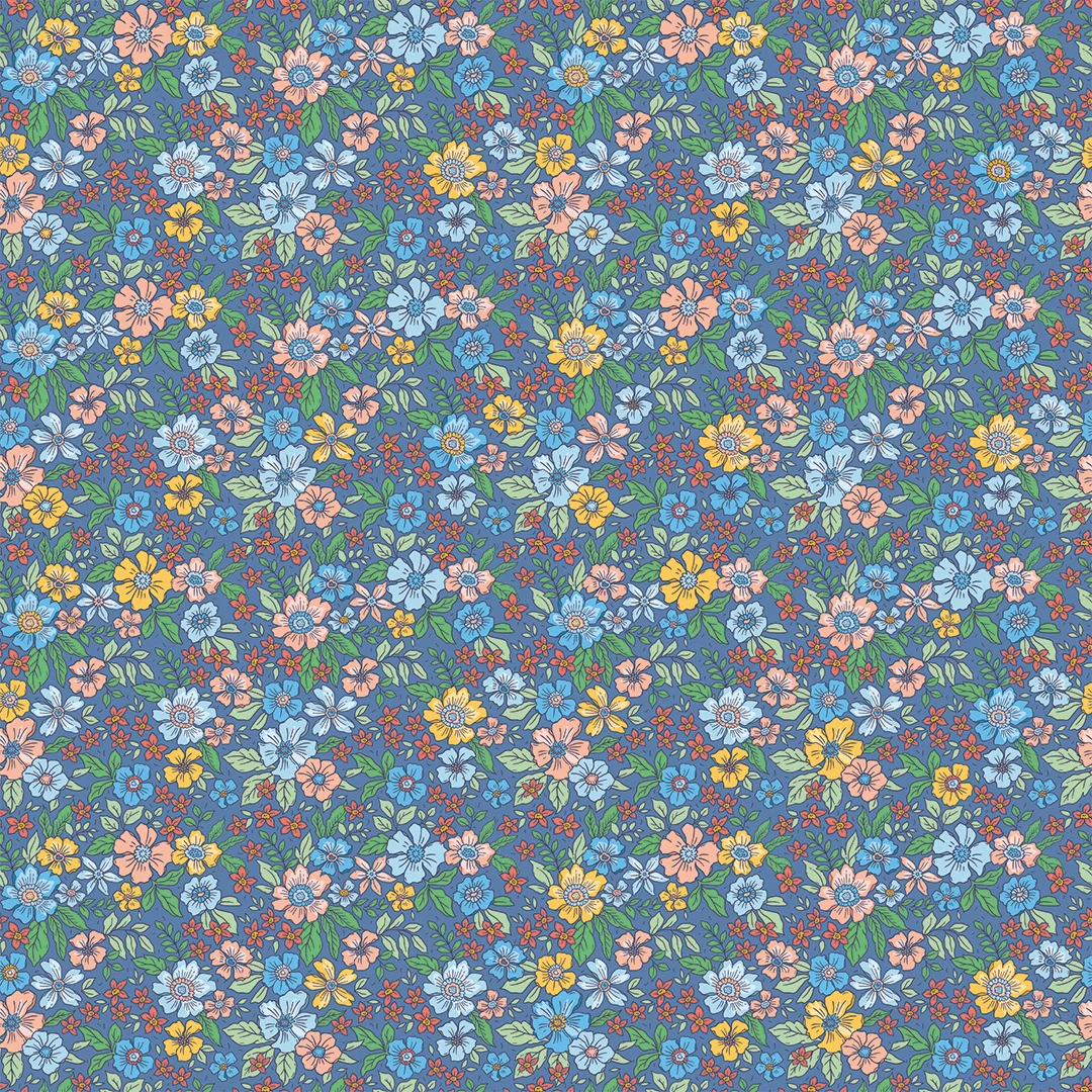 Ditsy Gardenia Wallpaper in Blue
