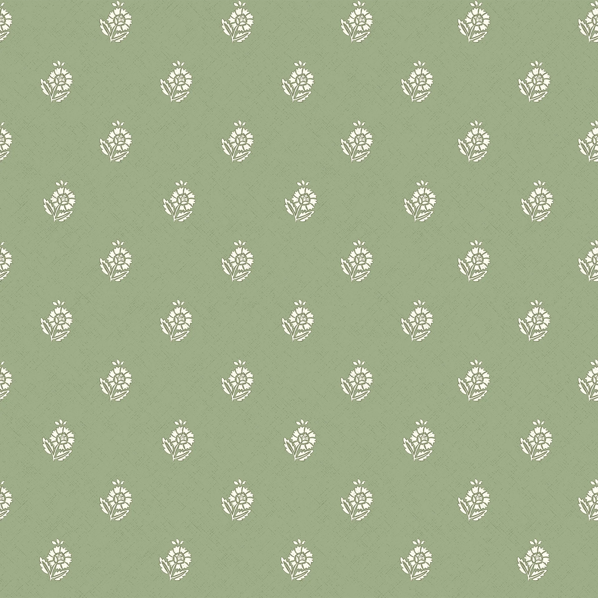 Ditsy Posy Wallpaper in Cream on Pistachio