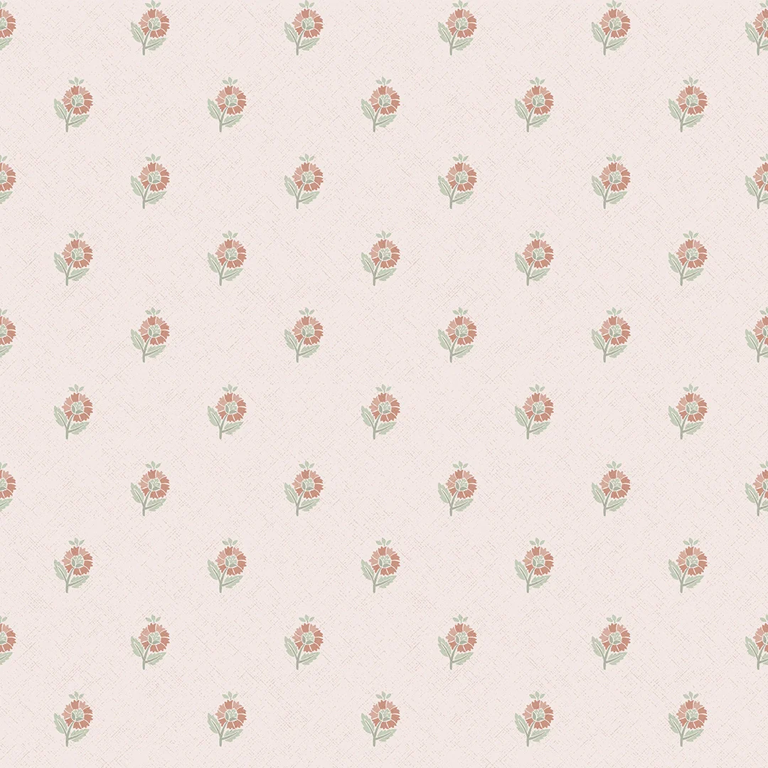 Ditsy Posy Wallpaper in Vintage Pink and Sage