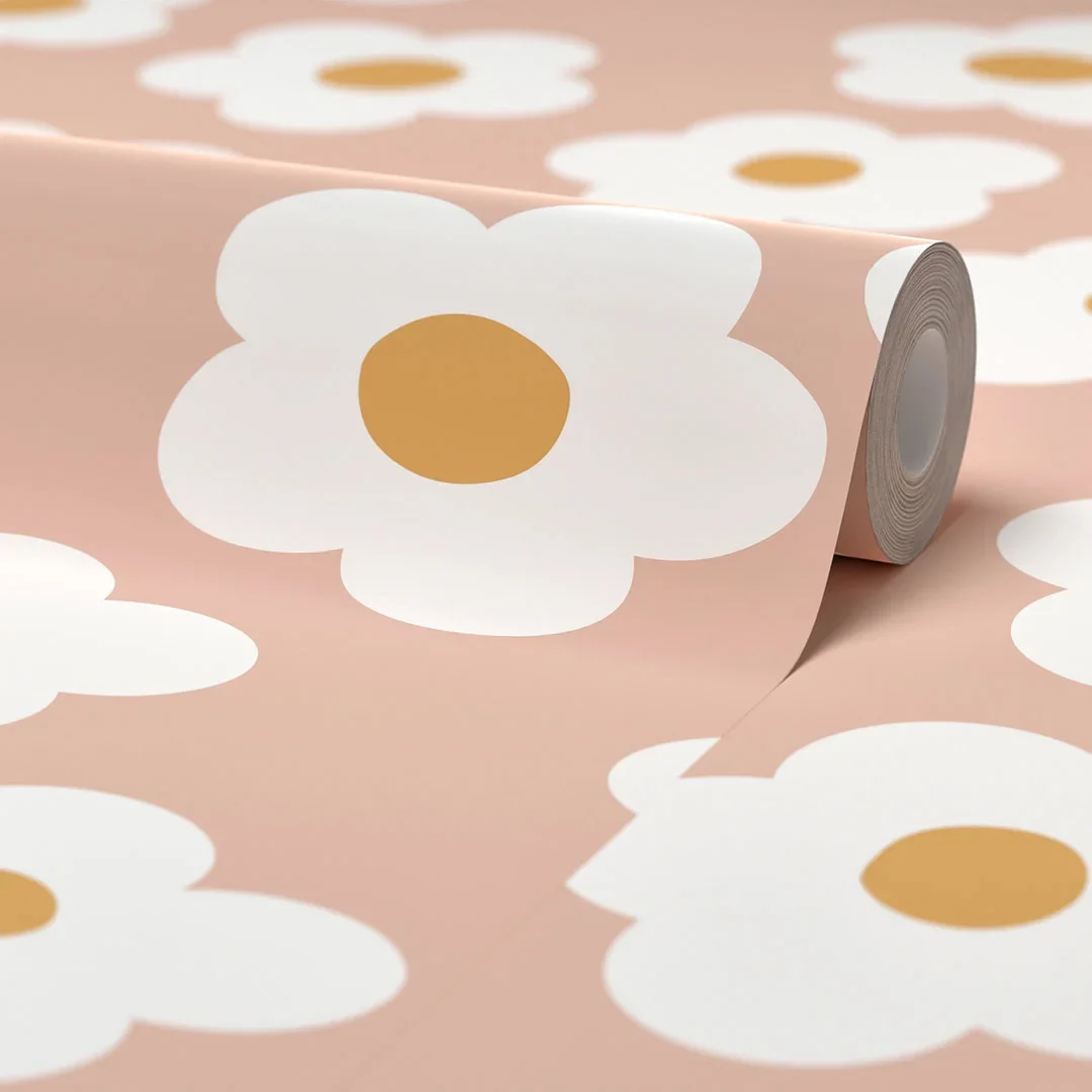 Ditsy Daisy Wallpaper in Pink and White - Image 4