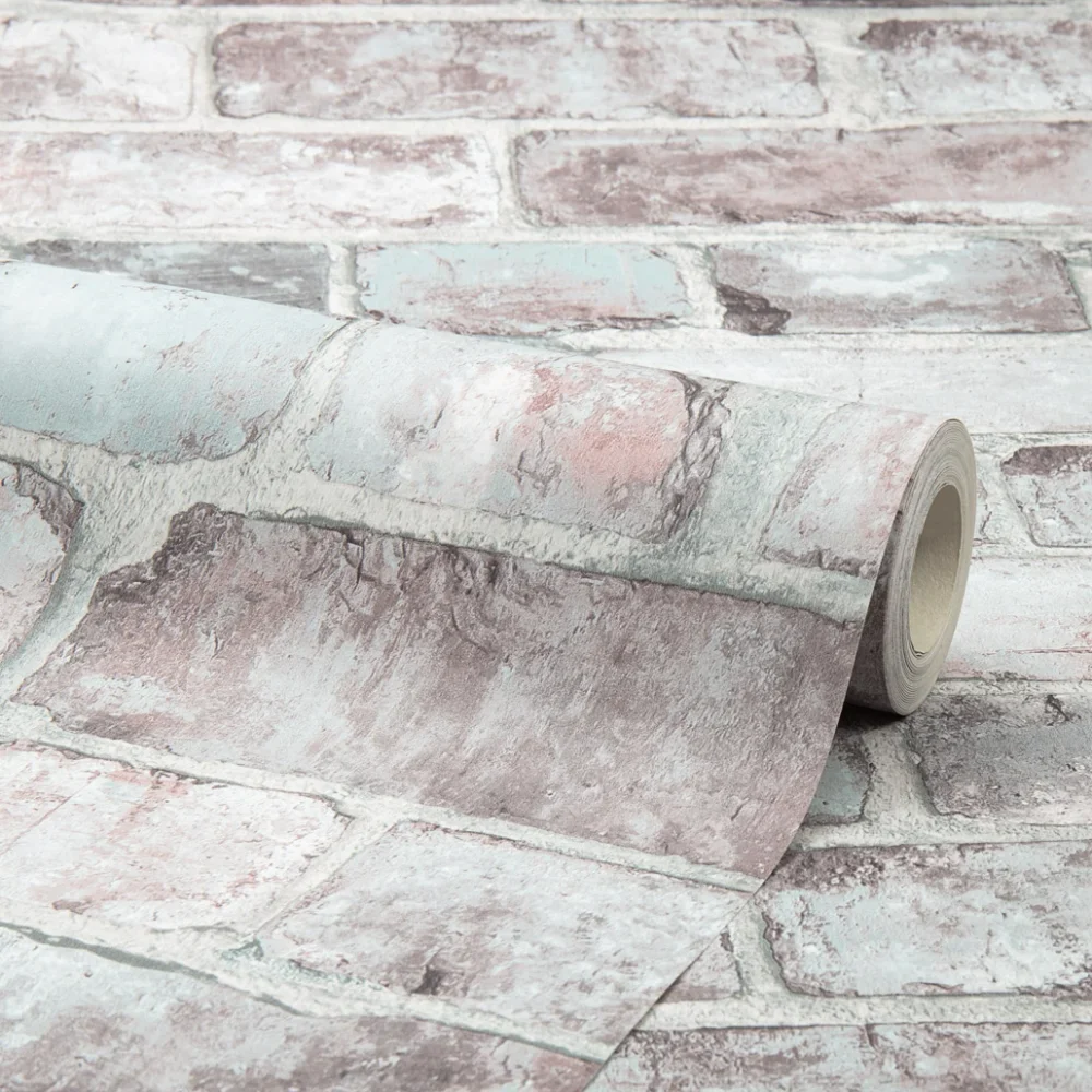 Downtown Brick Wallpaper in Blush - Image 4
