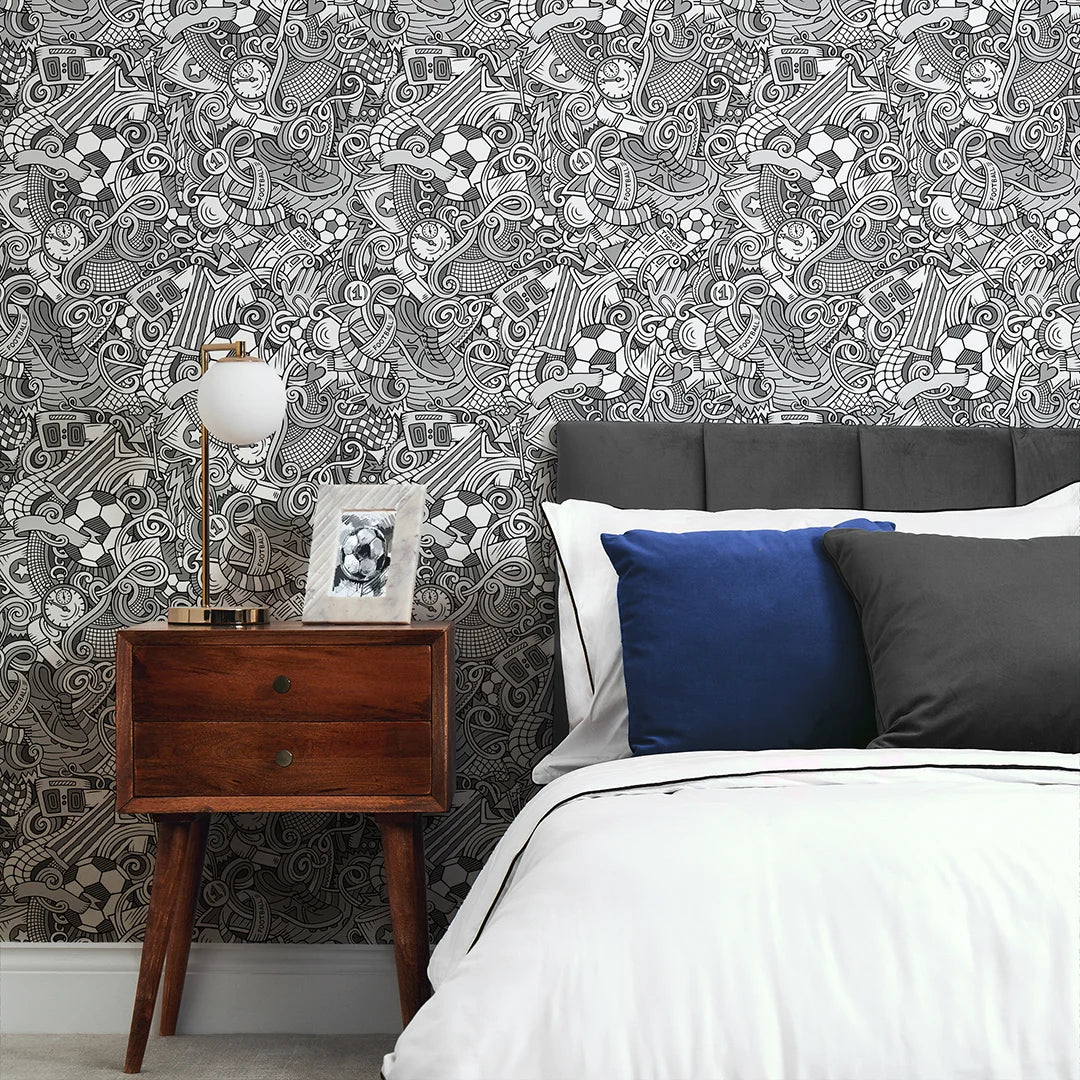 Dream Team Wallpaper in Grey and White - Image 2