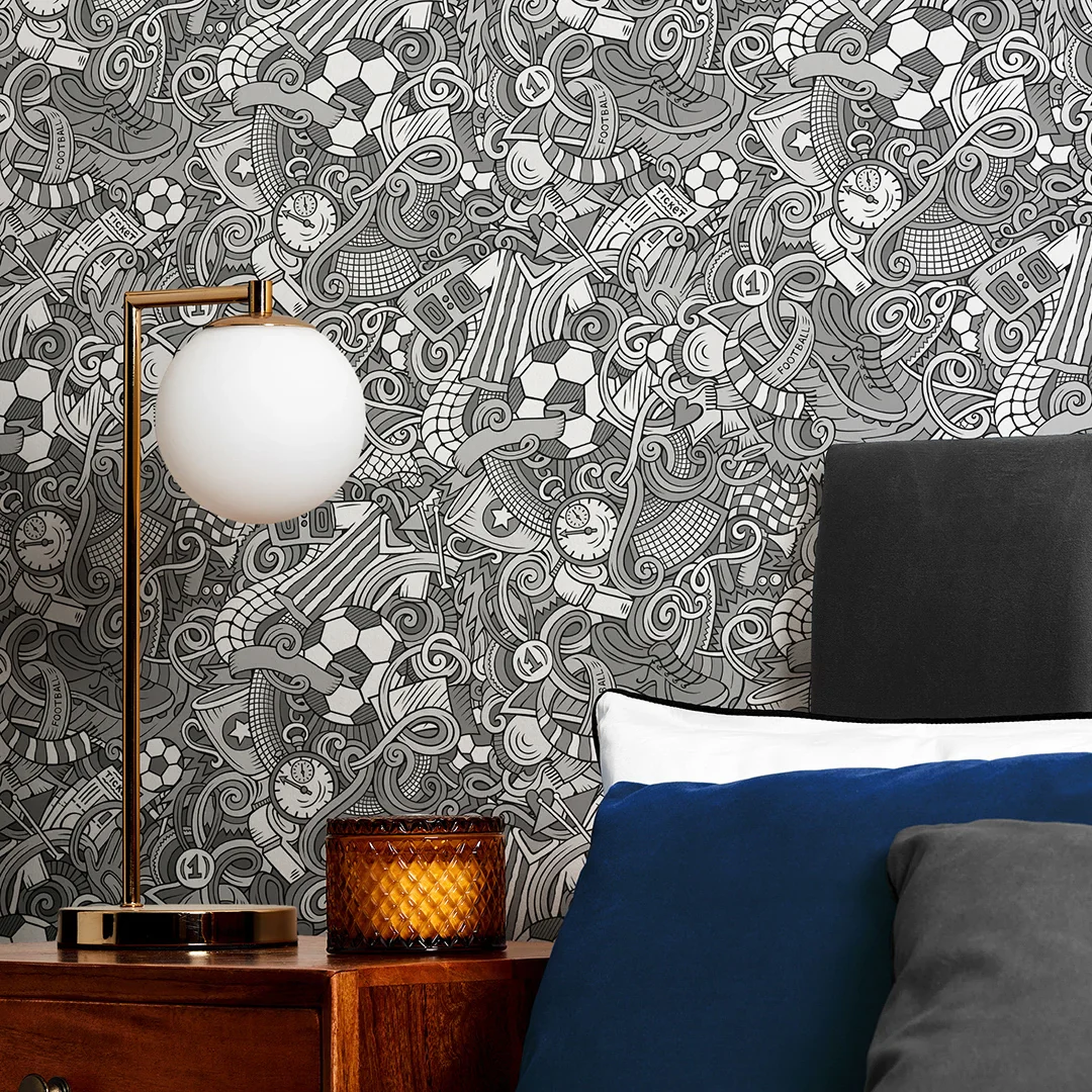 Dream Team Wallpaper in Grey and White - Image 3