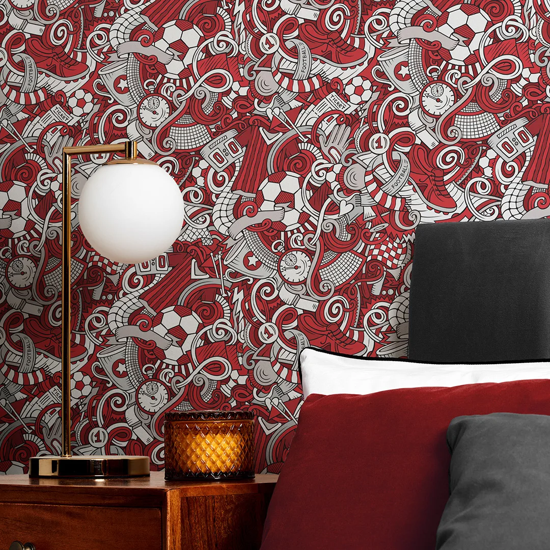 Dream Team Wallpaper in Red and Grey and White - Image 3