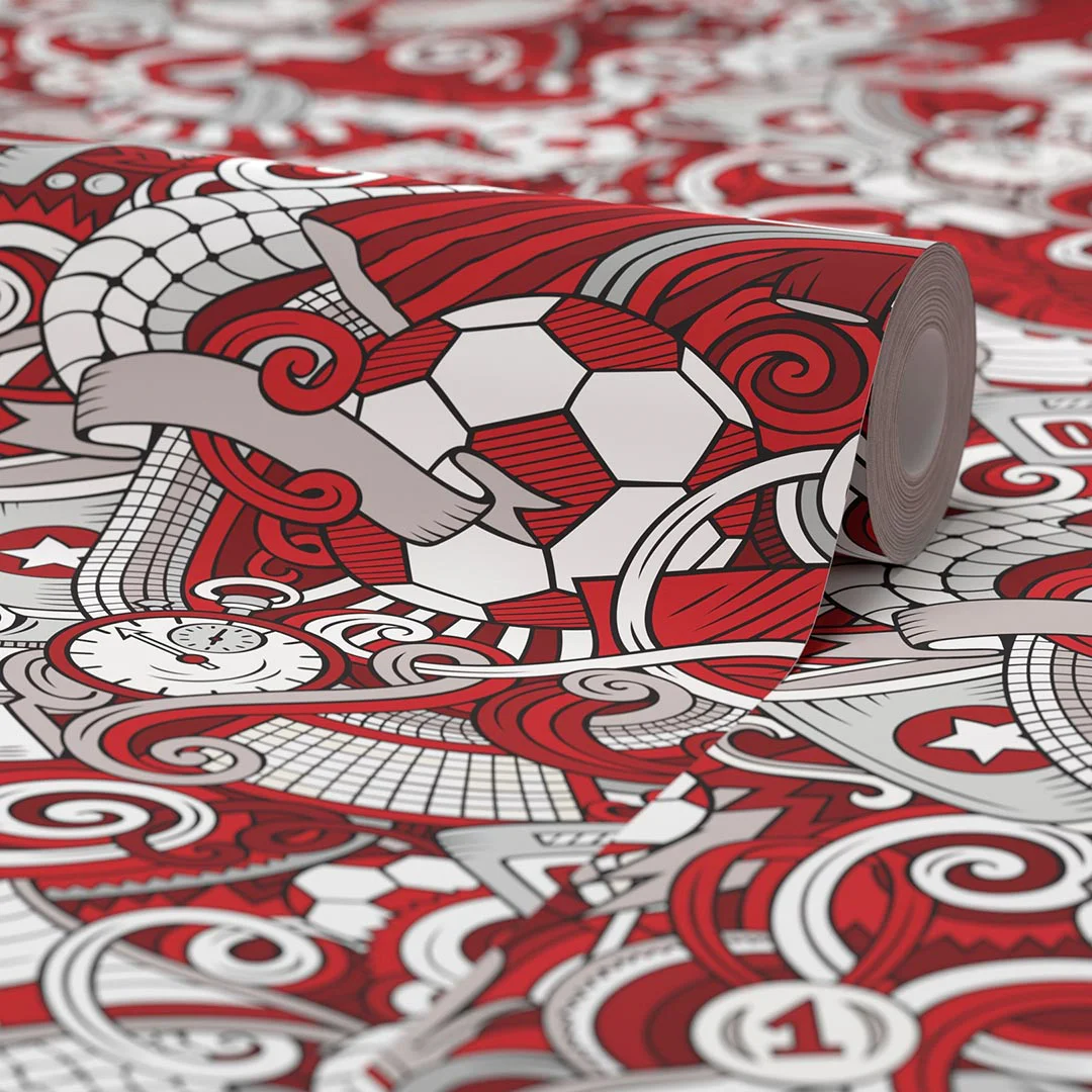 Dream Team Wallpaper in Red and Grey and White - Image 4