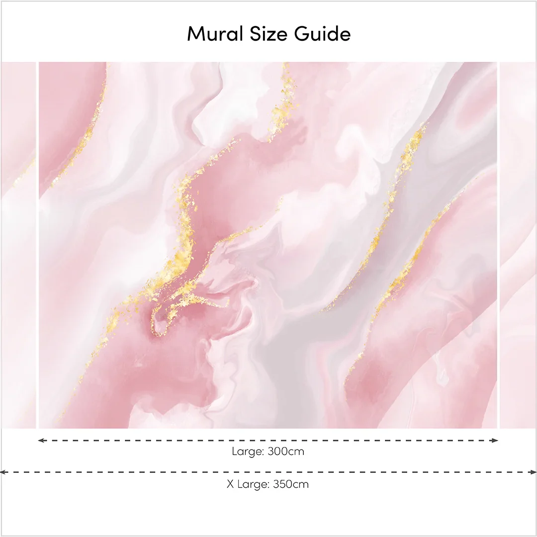Dreamy Marble Full Wall Mural in Pastel Pink with Gold - Image 3