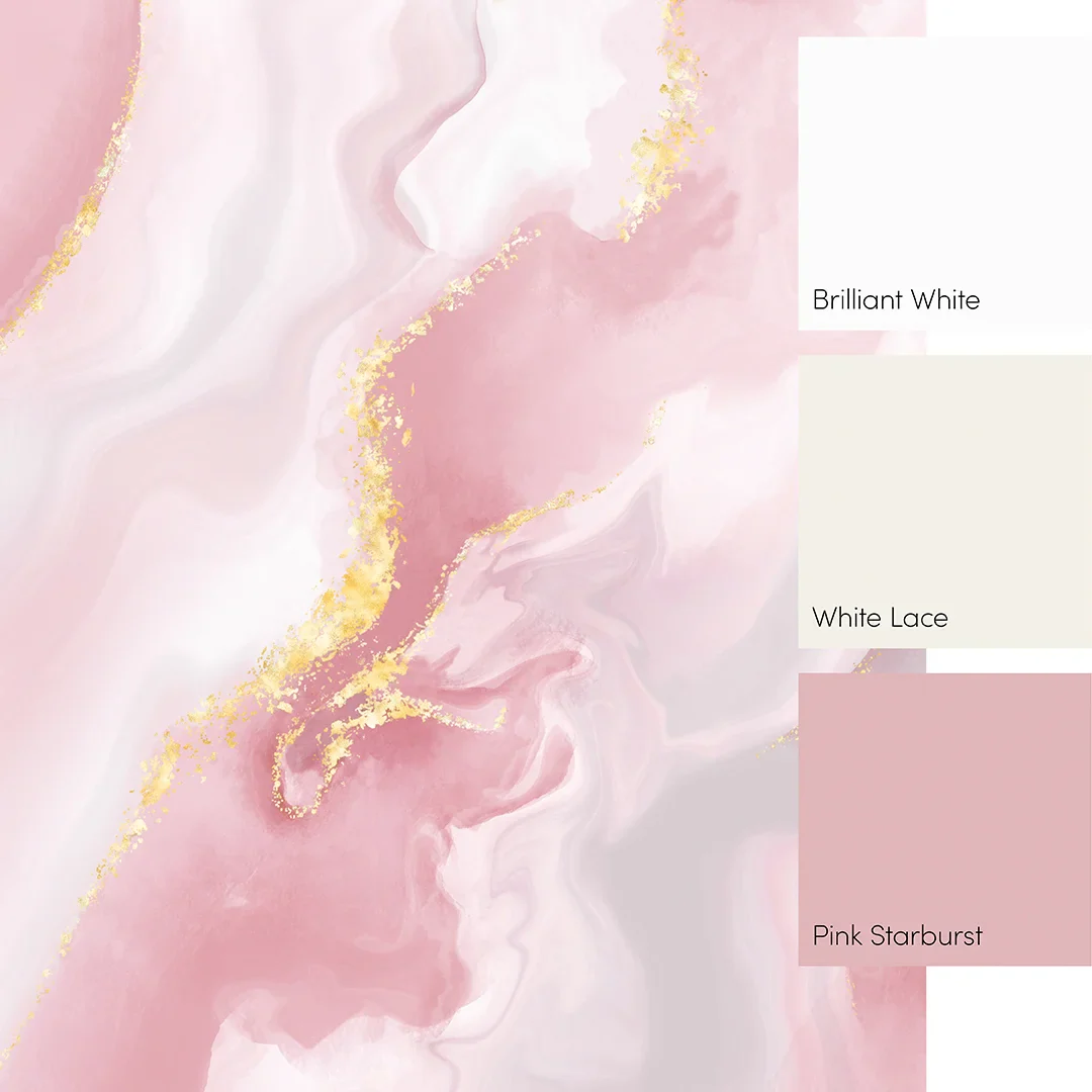 Dreamy Marble Full Wall Mural in Pastel Pink with Gold - Image 4