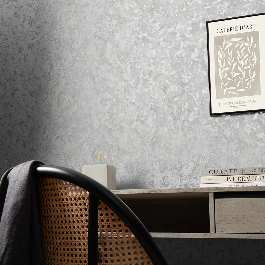 Element Industrial Metallic Wallpaper in Silver - Image 3