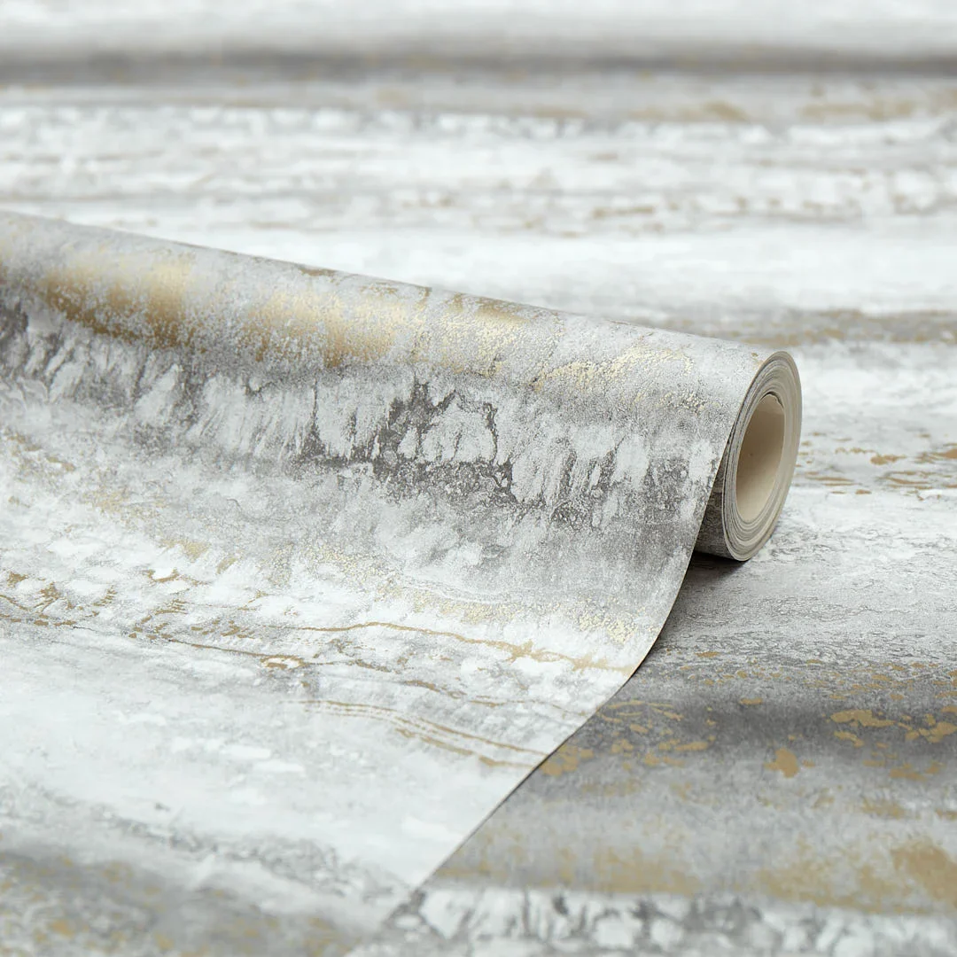 Elissia Marble Wallpaper in Grey and Gold - Image 4
