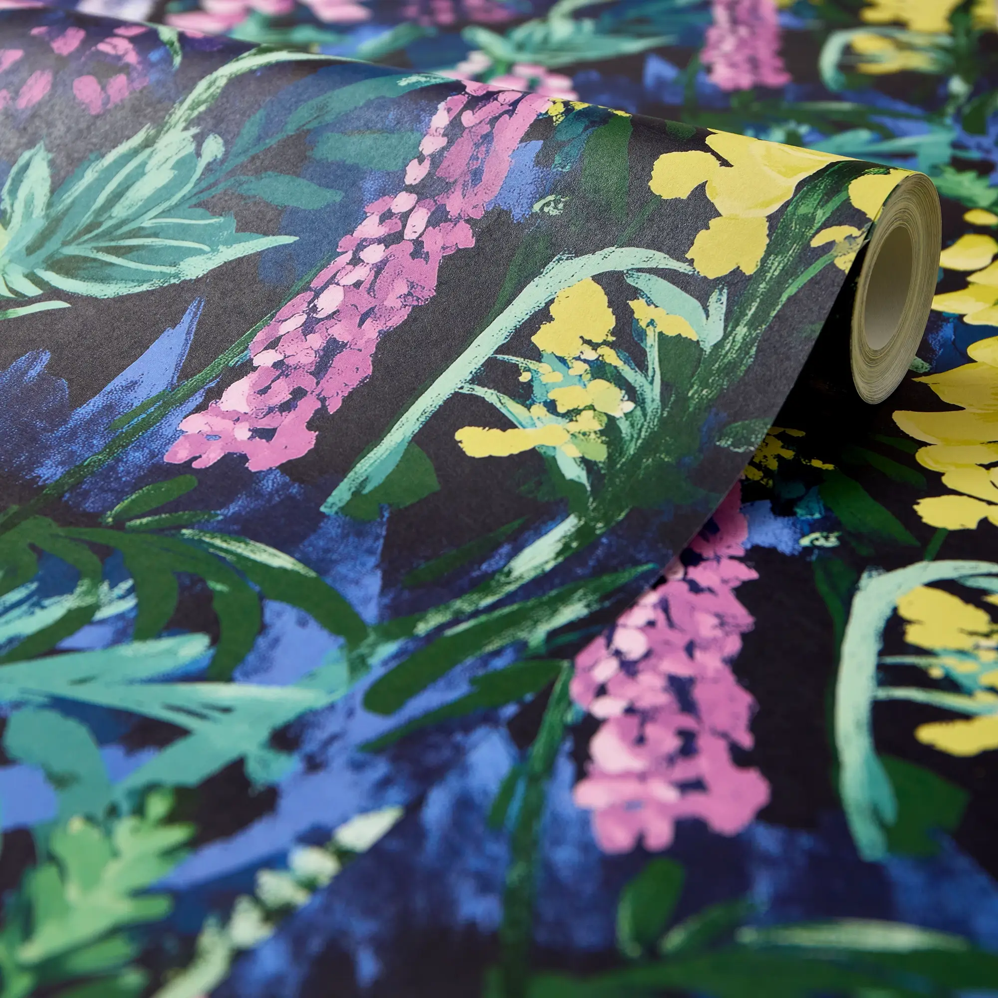 Enchanted Meadow Wallpaper in Lilac, Blue and Yellow - Image 4