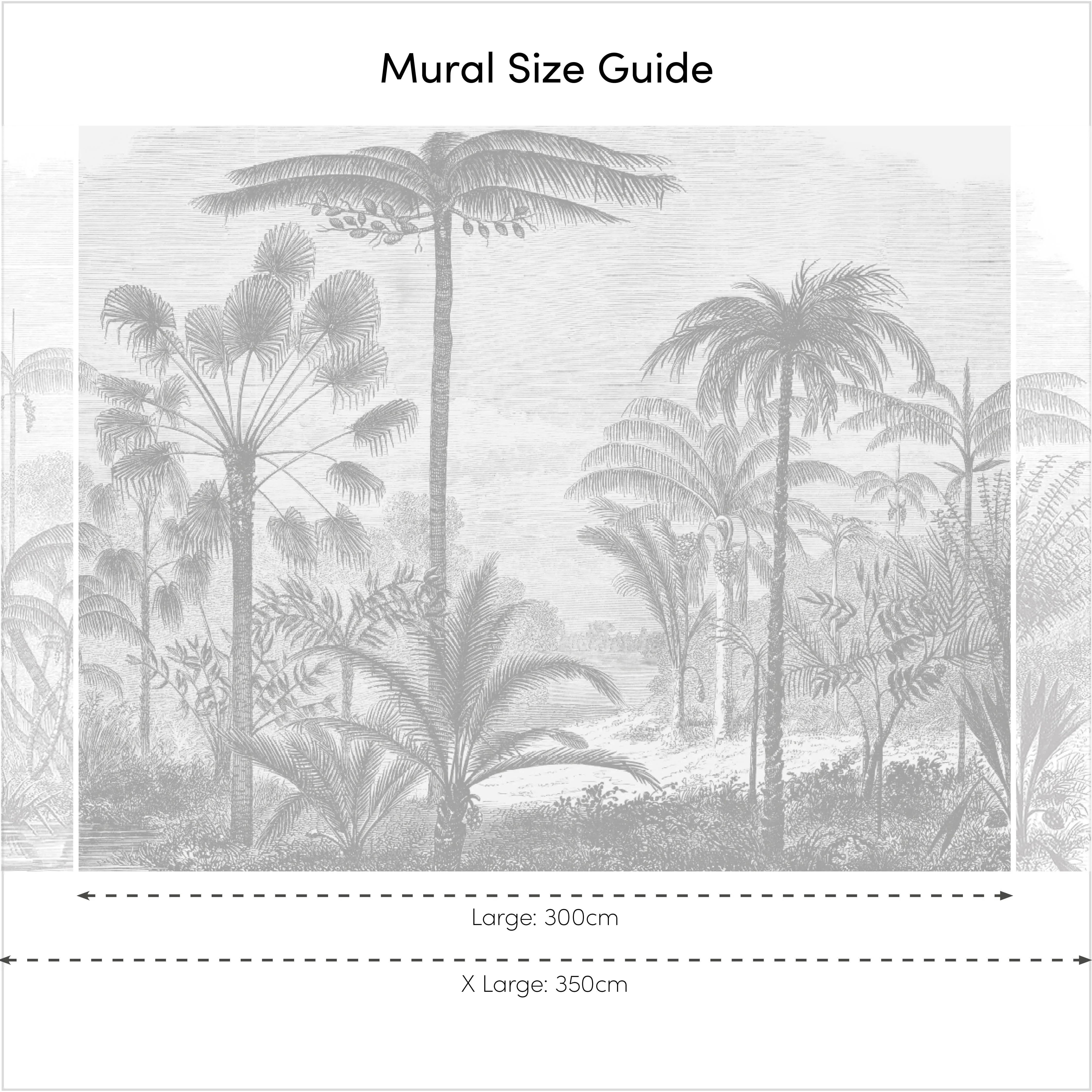 Etched Palms Full Wall Mural in Grey - Image 3