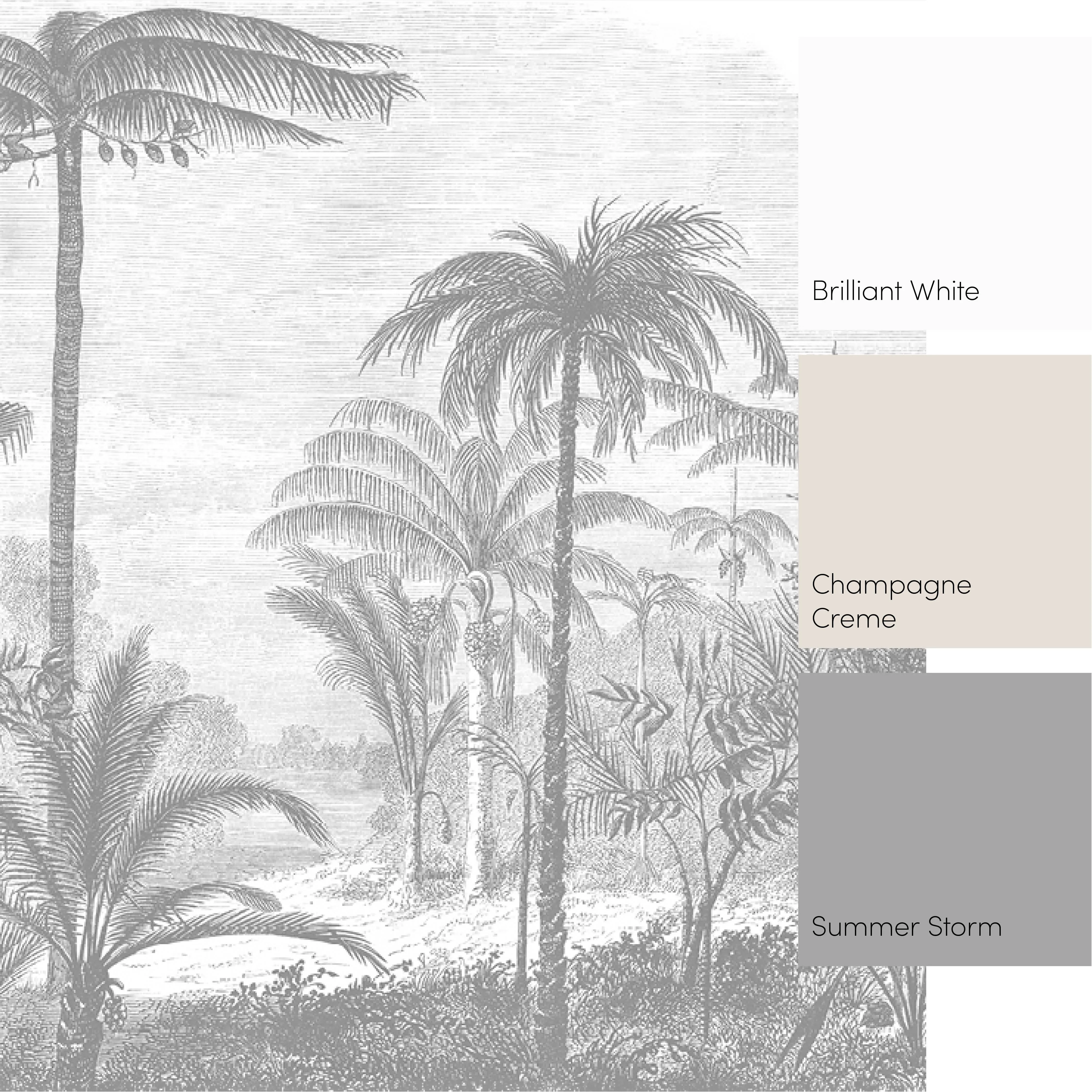 Etched Palms Full Wall Mural in Grey - Image 4