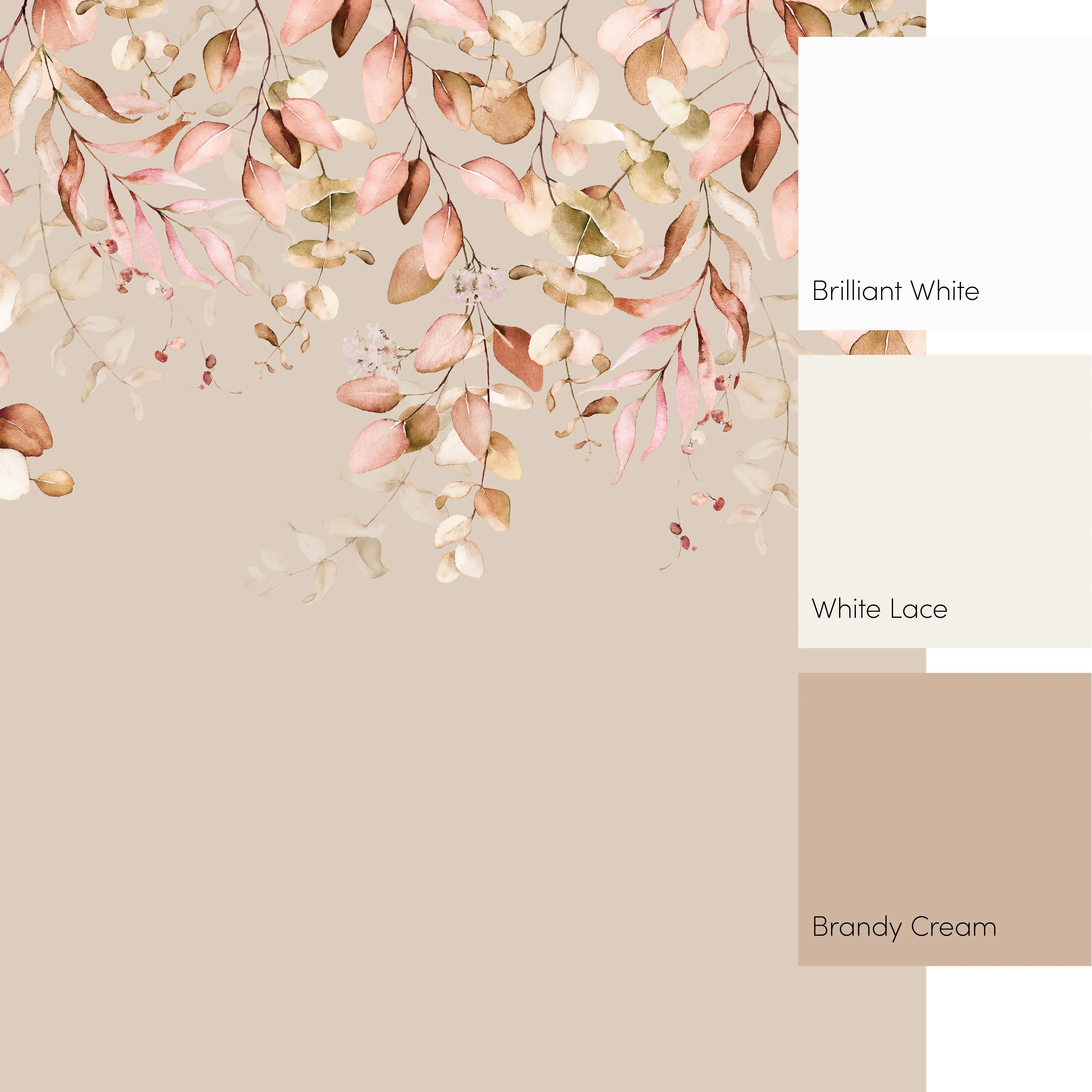 Eucalyptus Cascade Full Wall Mural in Autumn Browns and Oranges on Taupe - Image 4