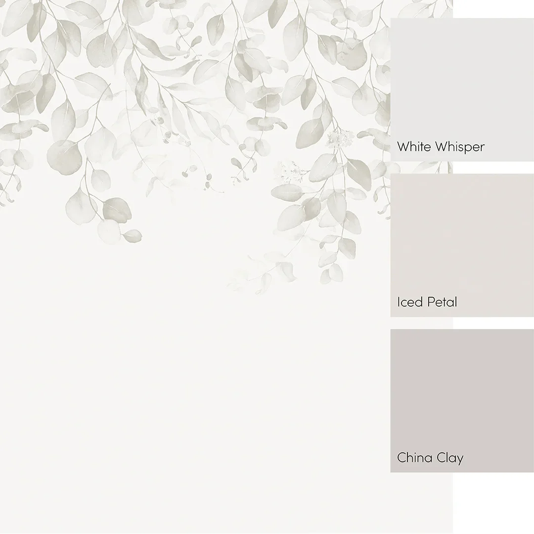 Eucalyptus Cascade Full Wall Mural in Soft Greys - Image 3