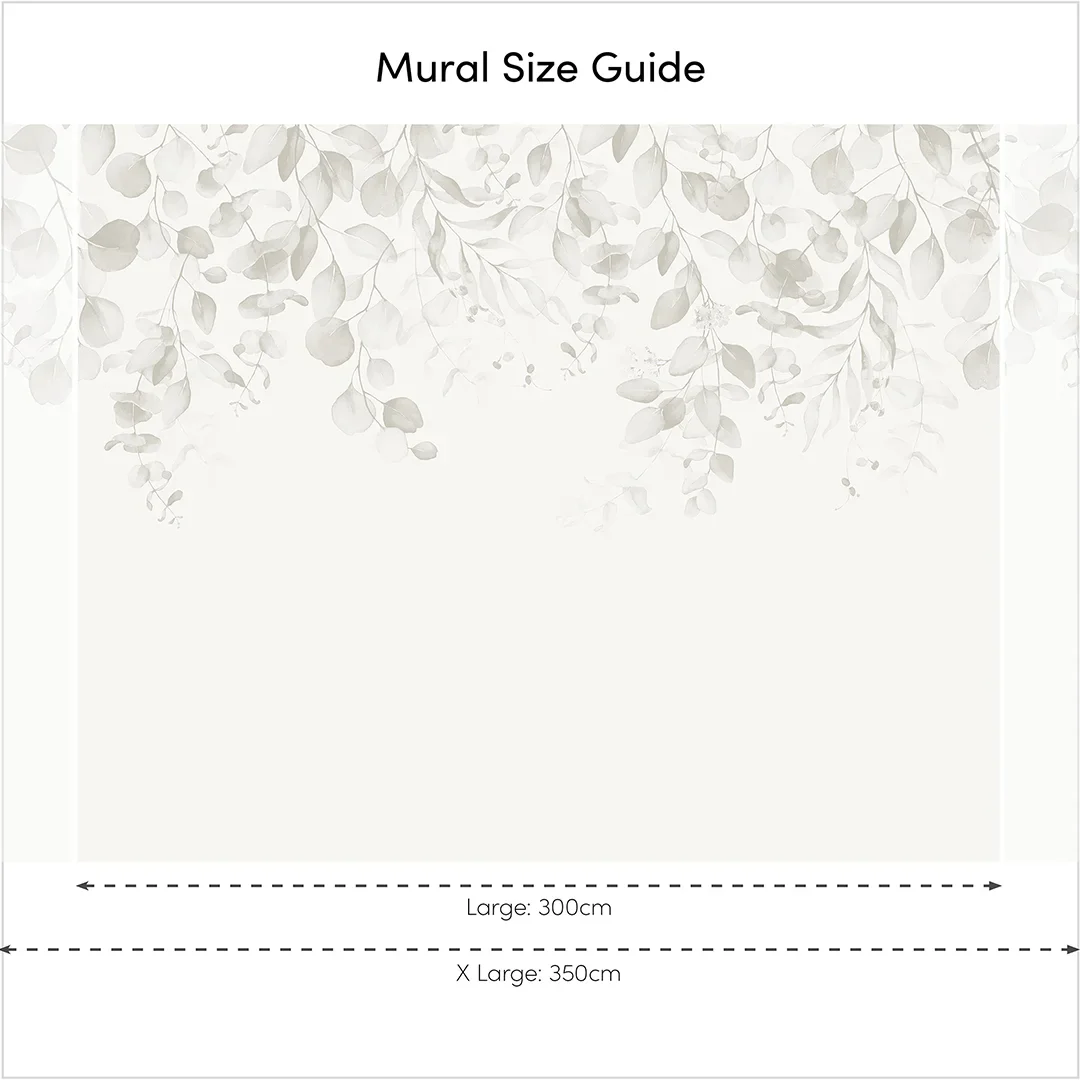 Eucalyptus Cascade Full Wall Mural in Soft Greys - Image 4