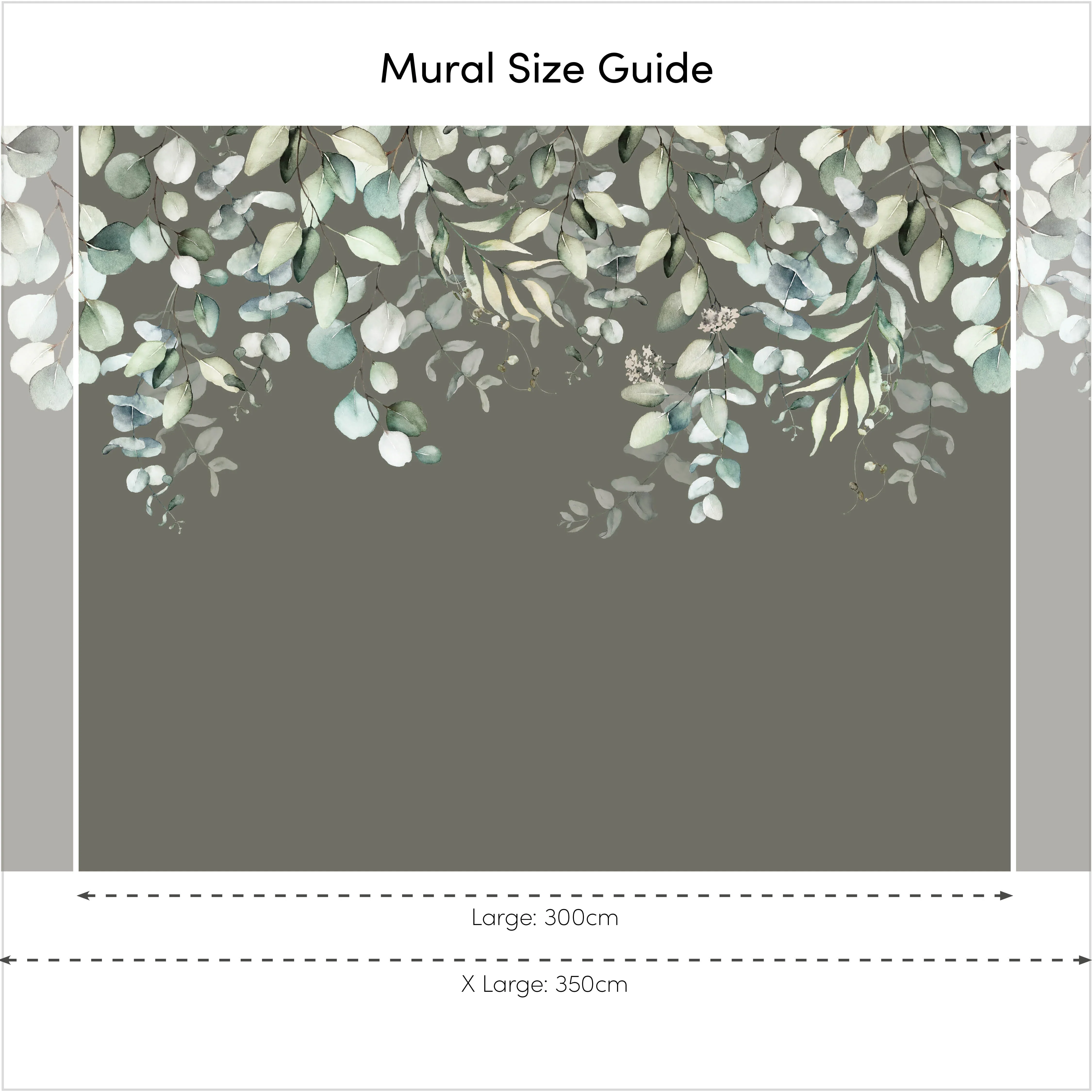 Eucalyptus Cascade Full Wall Mural in Watercolour Greens on Smokey Green - Image 3