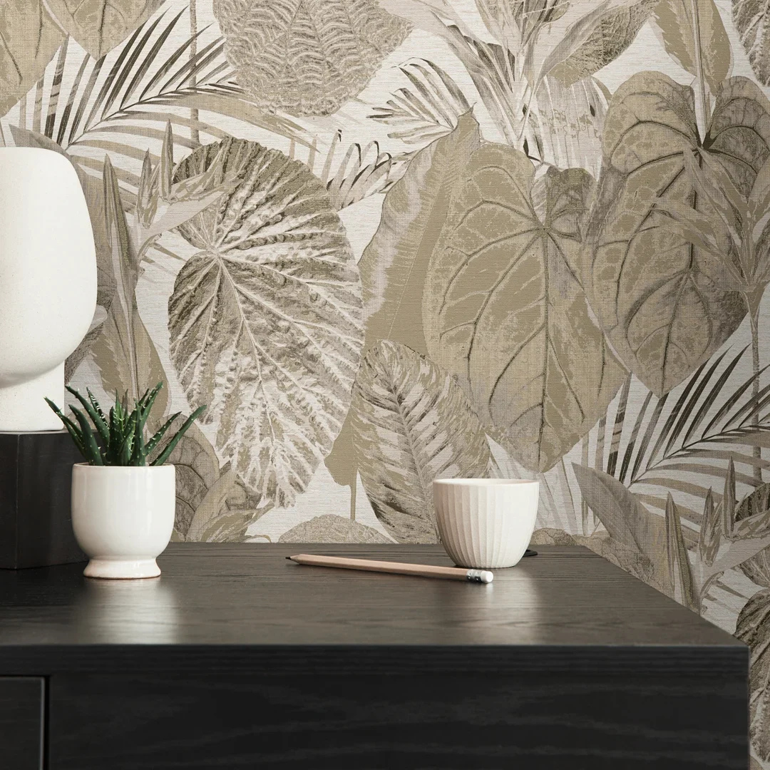 Exotic Oasis Wallpaper in Beige - Image 2