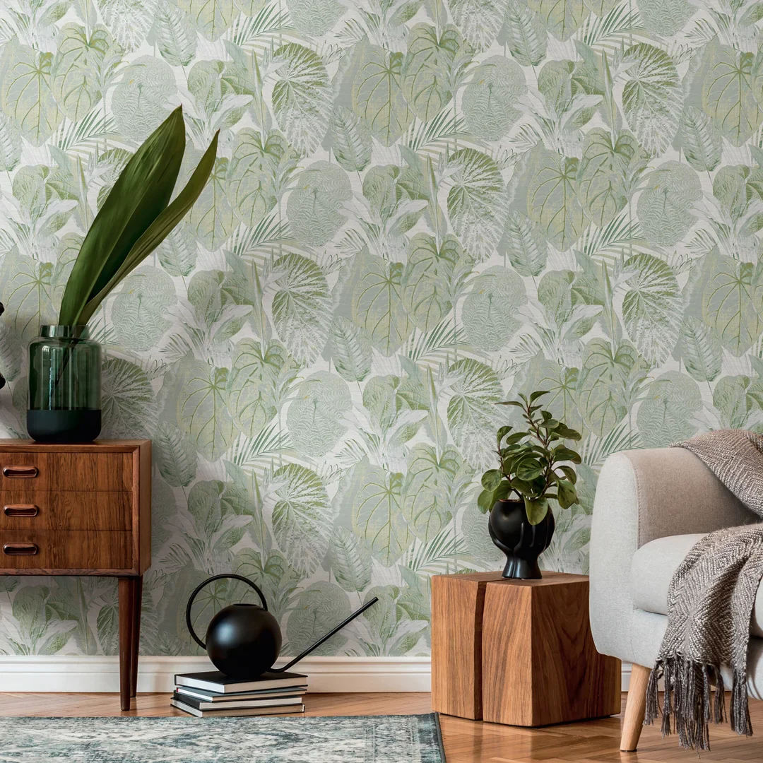 Exotic Oasis Wallpaper in Green - Image 2