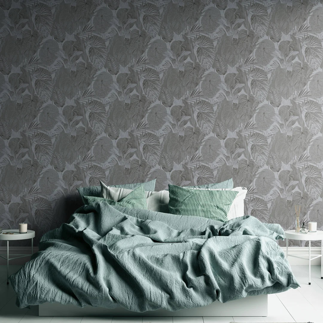 Exotic Oasis Wallpaper in Grey - Image 2